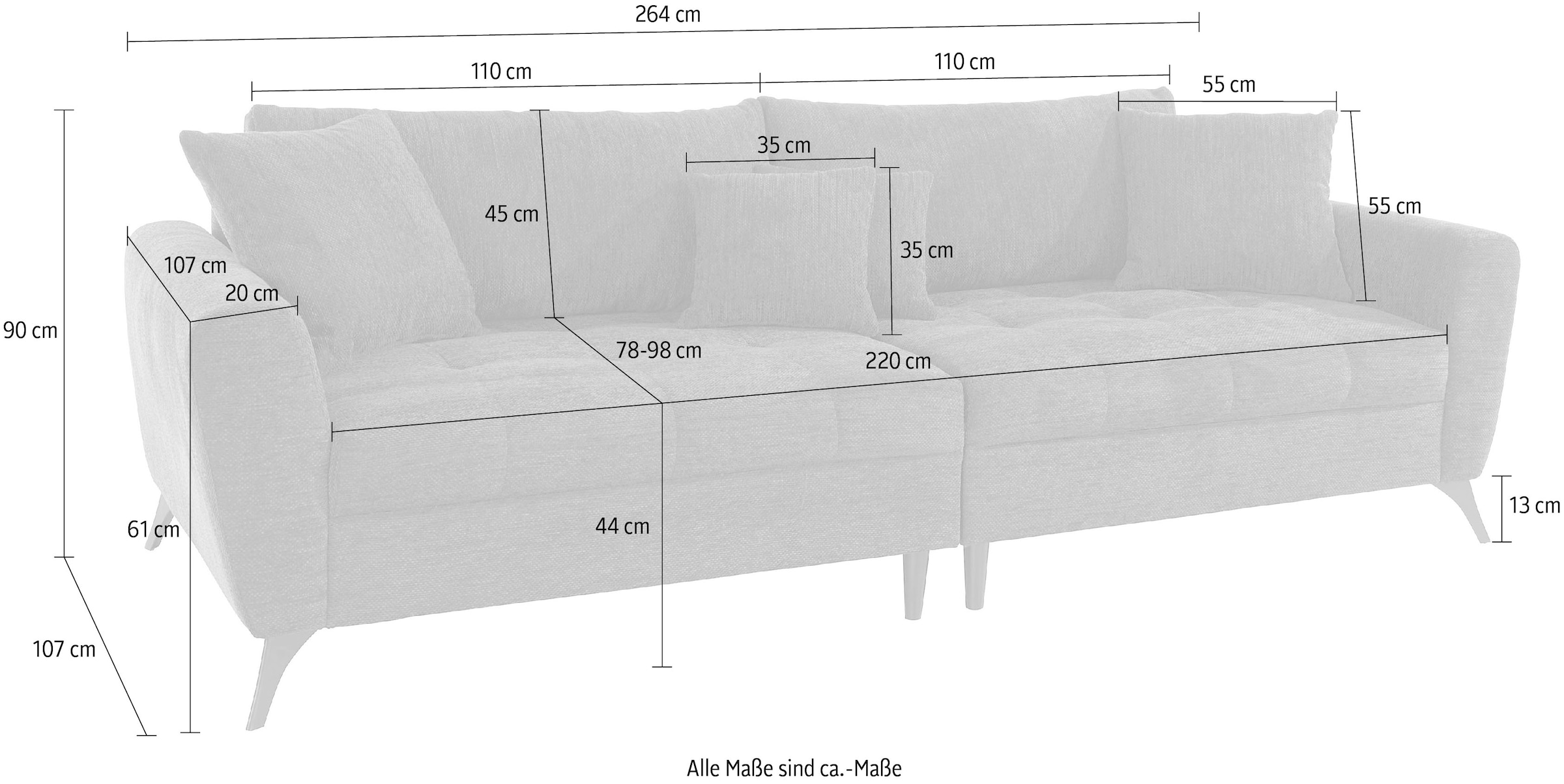 pro bis bestellen INOSIGN Sitzplatz, Big-Sofa clean-Bezug »Lörby«, Rechnung Aqua auf 140kg mit Belastbarkeit auch