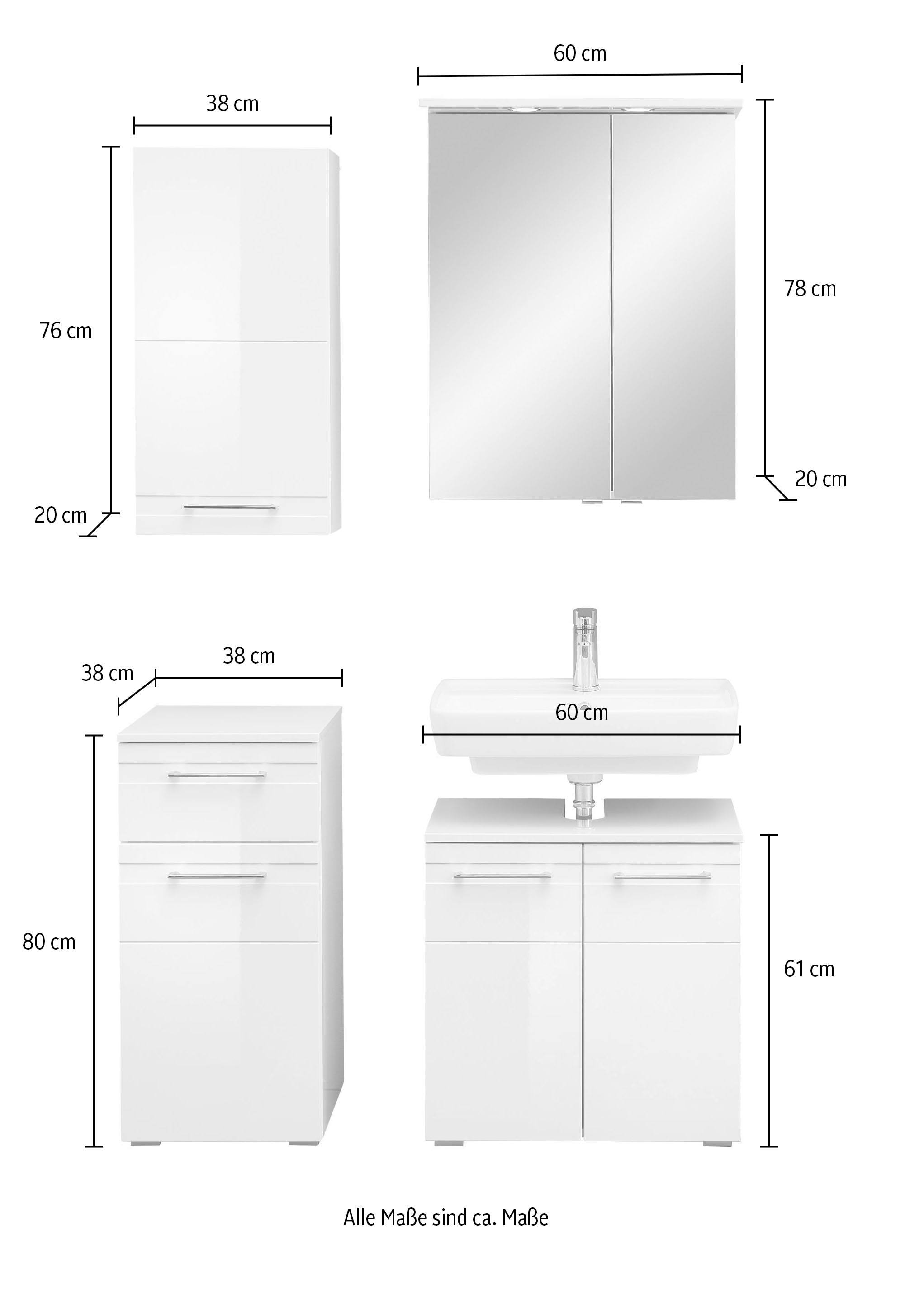 Saphir Badmöbel-Set »4-teilig, mit Türdämpfer« Set, 4 Stk. tlg.