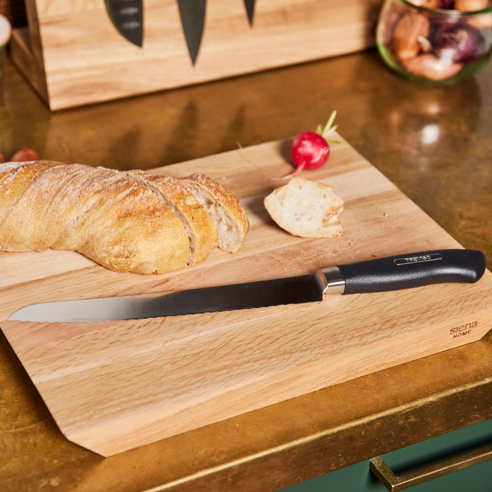 Siena Home Brotmesser »TREVISO«, (Set, 2 tlg., Brotmesser Treviso 21cm & Schneidebrett Brescia 45°), 21 cm, inkl. Schneidebrett BRESCIA
