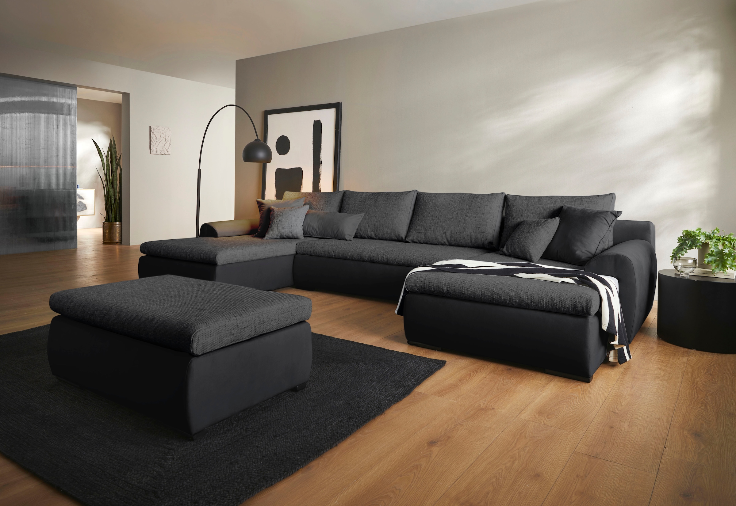 Home affaire Polsterhocker »Win«, mit schwarzen Metallfüßen, frei im Raum stellbar