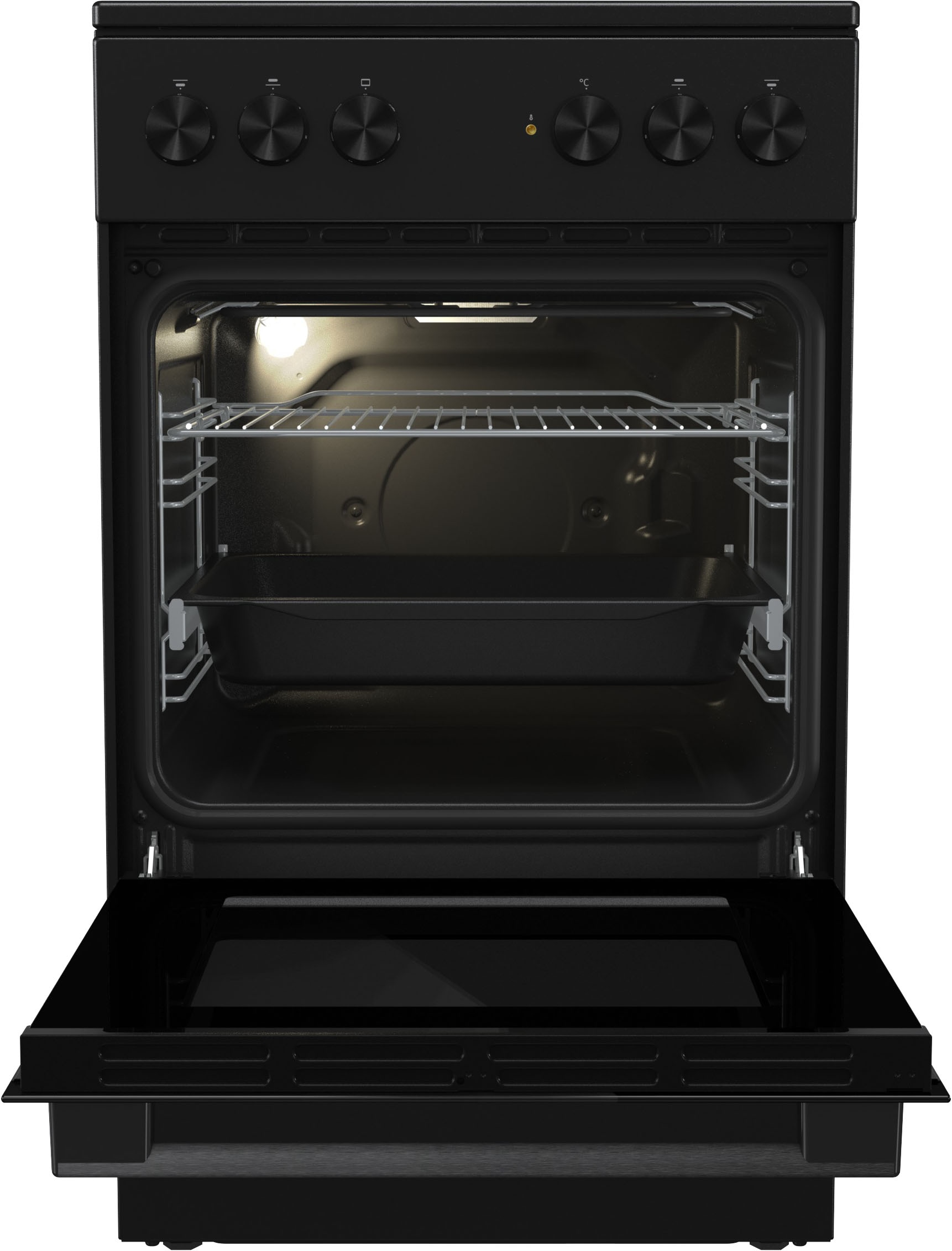 GORENJE Elektro-Standherd »GEC5A20BG« mit 1-fach-Teleskopauszug Aqua Clean 1 Stk. tlg. Black Design