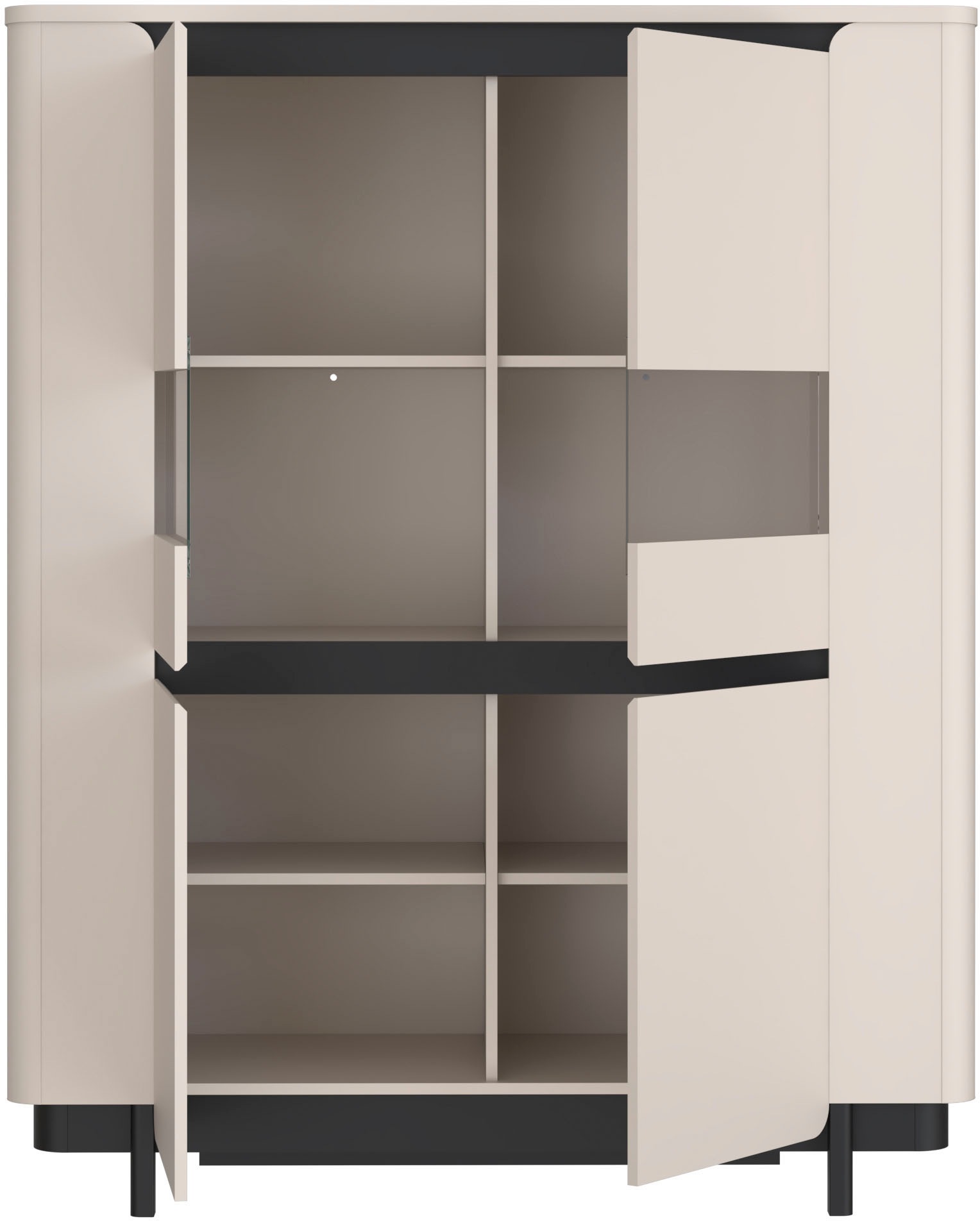 FORTE Vitrine »Vodol«, Highboard, Glatüren, abgerundete Kanten