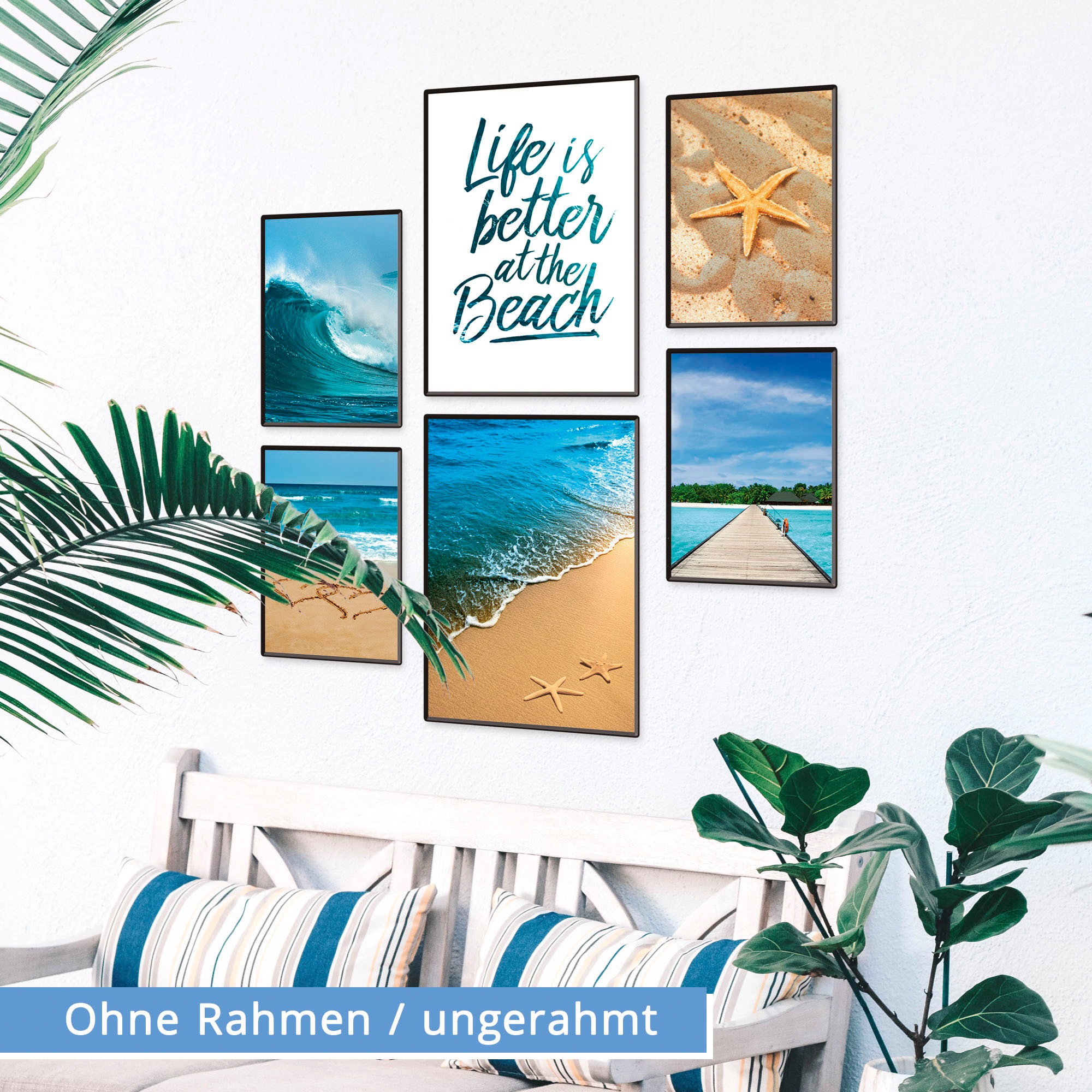 Artland Poster »Leben am Strand«, Meer Bilder, (Set, 6 St.), 6er Set, 2xDIN A3 / 4xDIN A4, ohne Rahmen