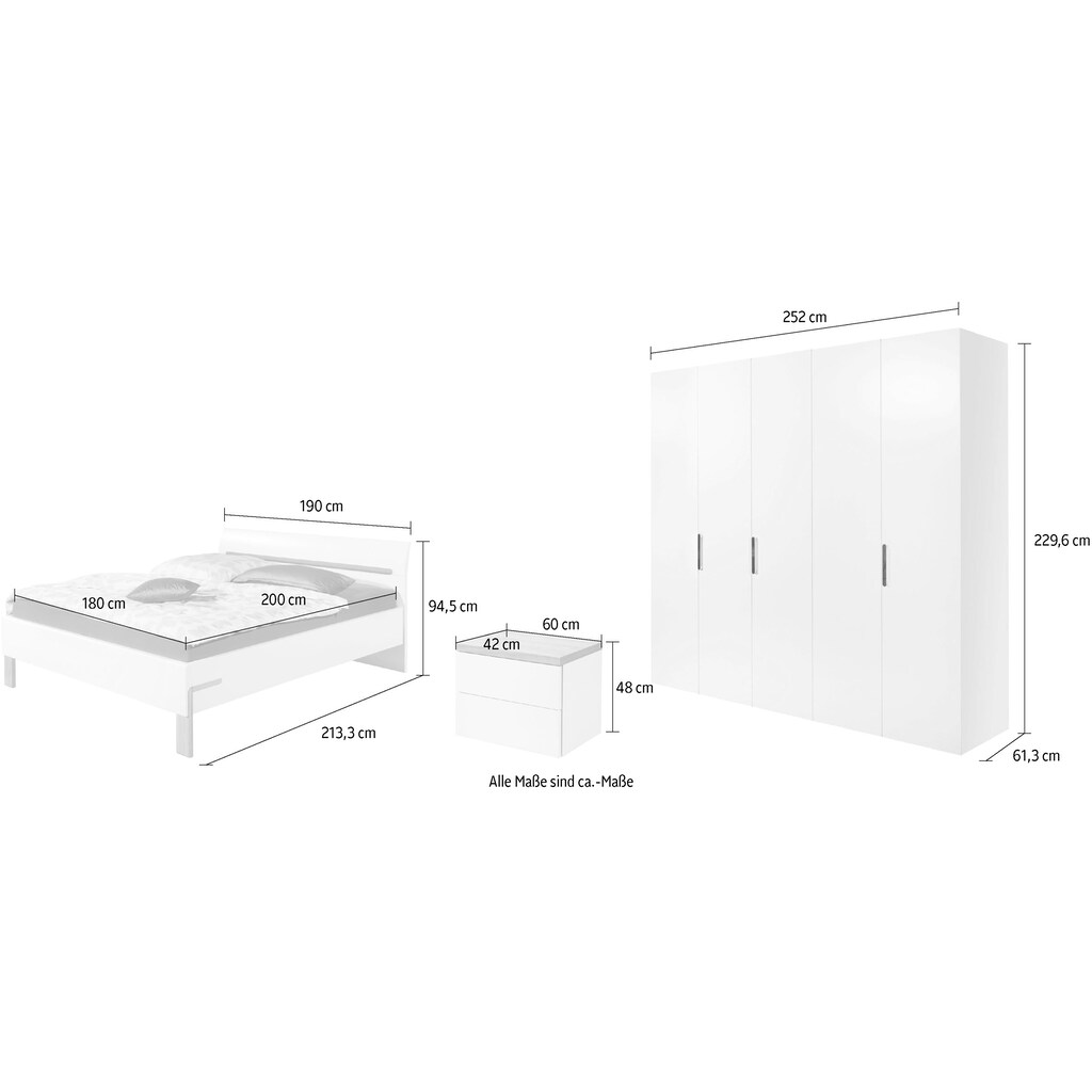 hülsta Komplettschlafzimmer »DREAM«, (Spar-Set, 4 St.), Kleiderschränke in verschiedenen Breiten. Liefer- und Montageservice