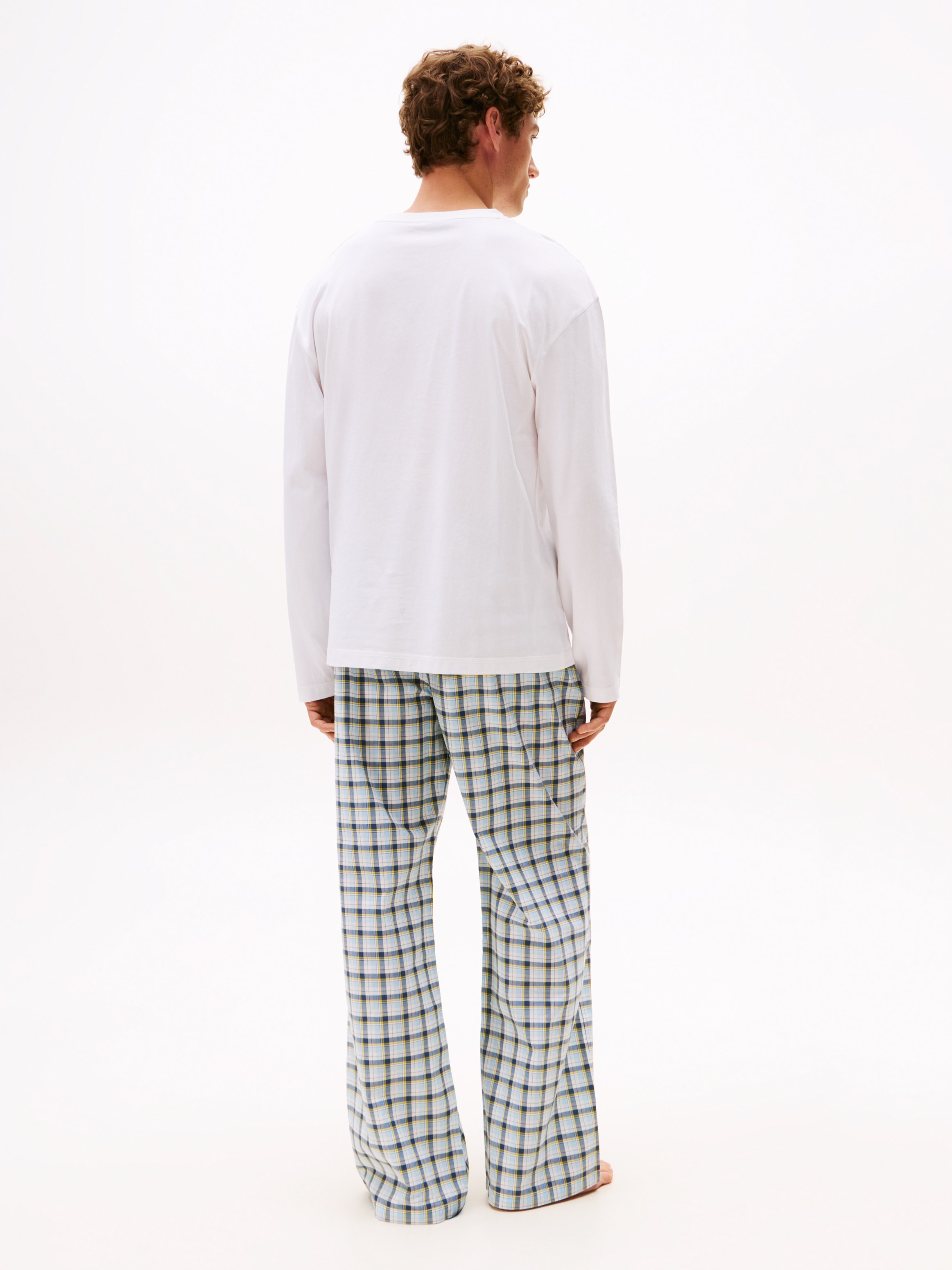 Tommy Hilfiger Underwear Pyjama »LS WOVEN Pyjama SET PRINT«, (2 tlg.), mit Rundhals, Hose kariert, mit elastischem Bund