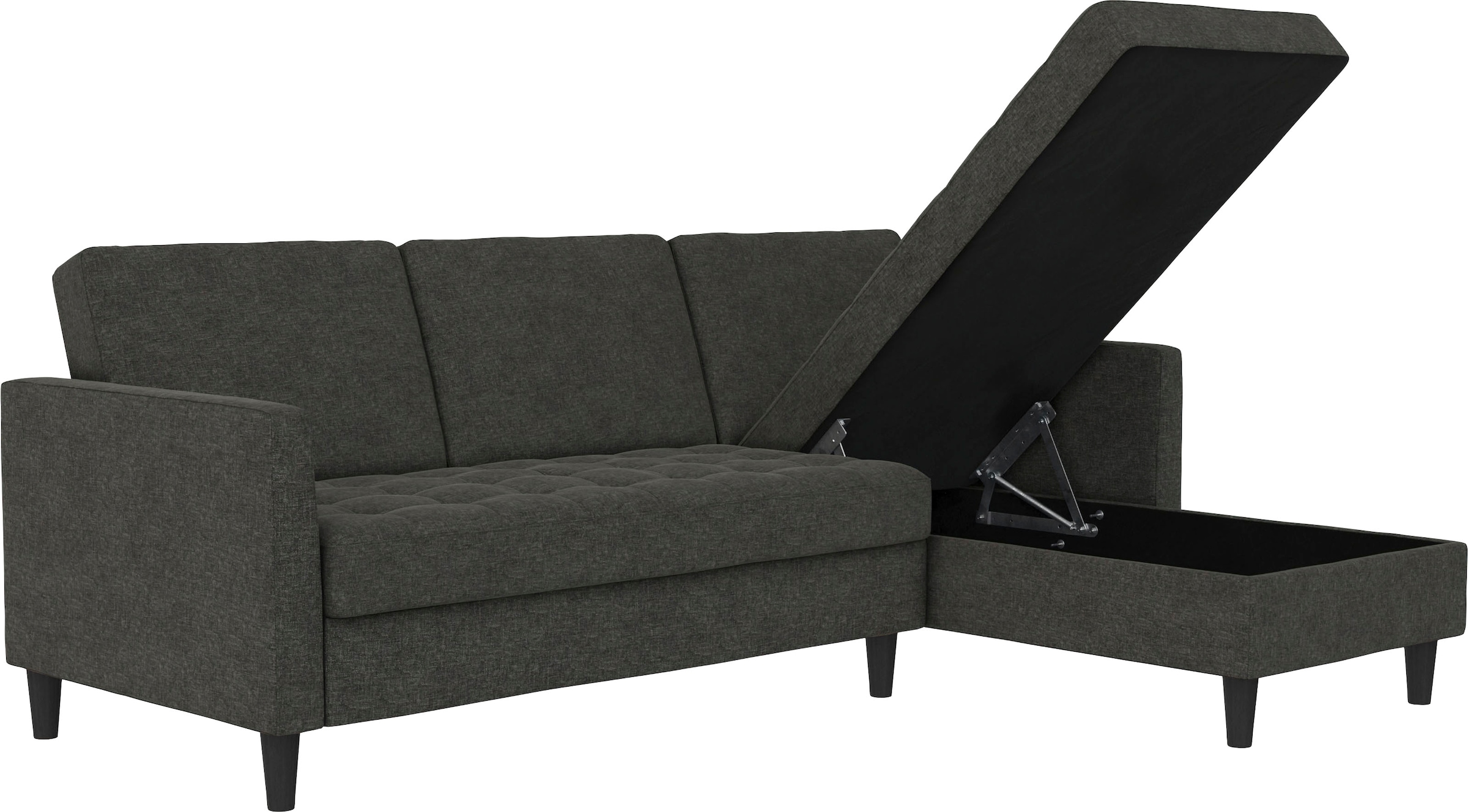 Dorel Home Ecksofa »Presley, L-Form,«, Ecksofa mit Bett-Funktion und Stauraum, verstellbare Rückenlehne