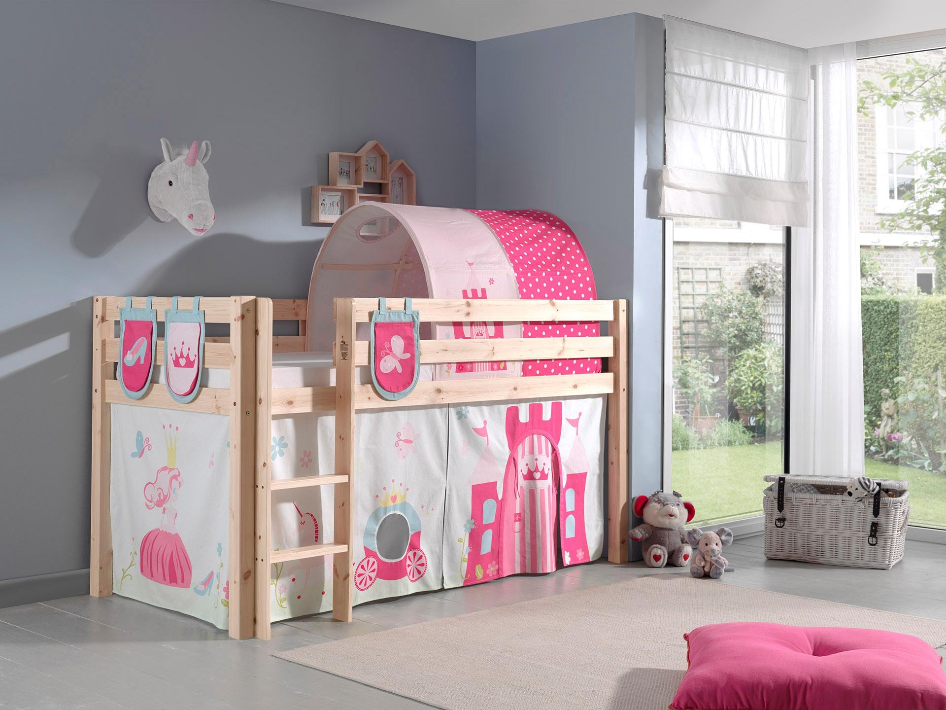 Vipack Hochbett "Pino, Spielbett massiv Kiefer, stabil gebaut, 3 Korpusfarb günstig online kaufen