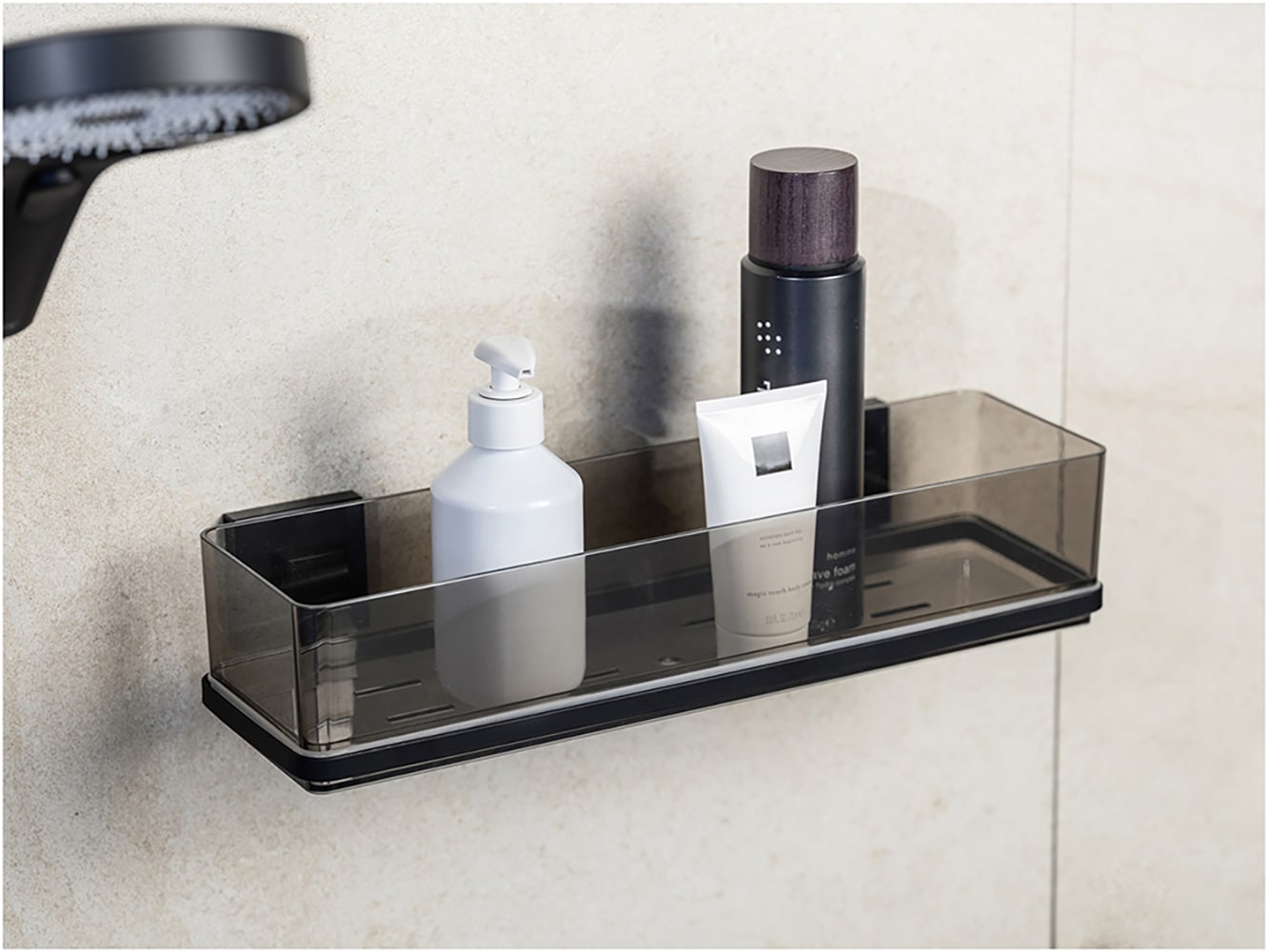 WENKO Duschablage »Vacuum-Loc® Modell Quadro«, aus Kunststoff, Edelstahl-Halterung, Befestigen ohne Bohren