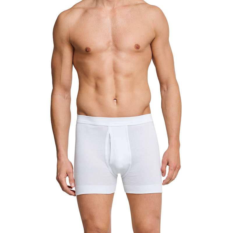 SCHIESSER Boxershorts »Essentials« mit Eingriff, bequeme Feinripp-Qualität, Soft-Bund 100-Weiss 7 7 Herren-Unterhose von Schiesser