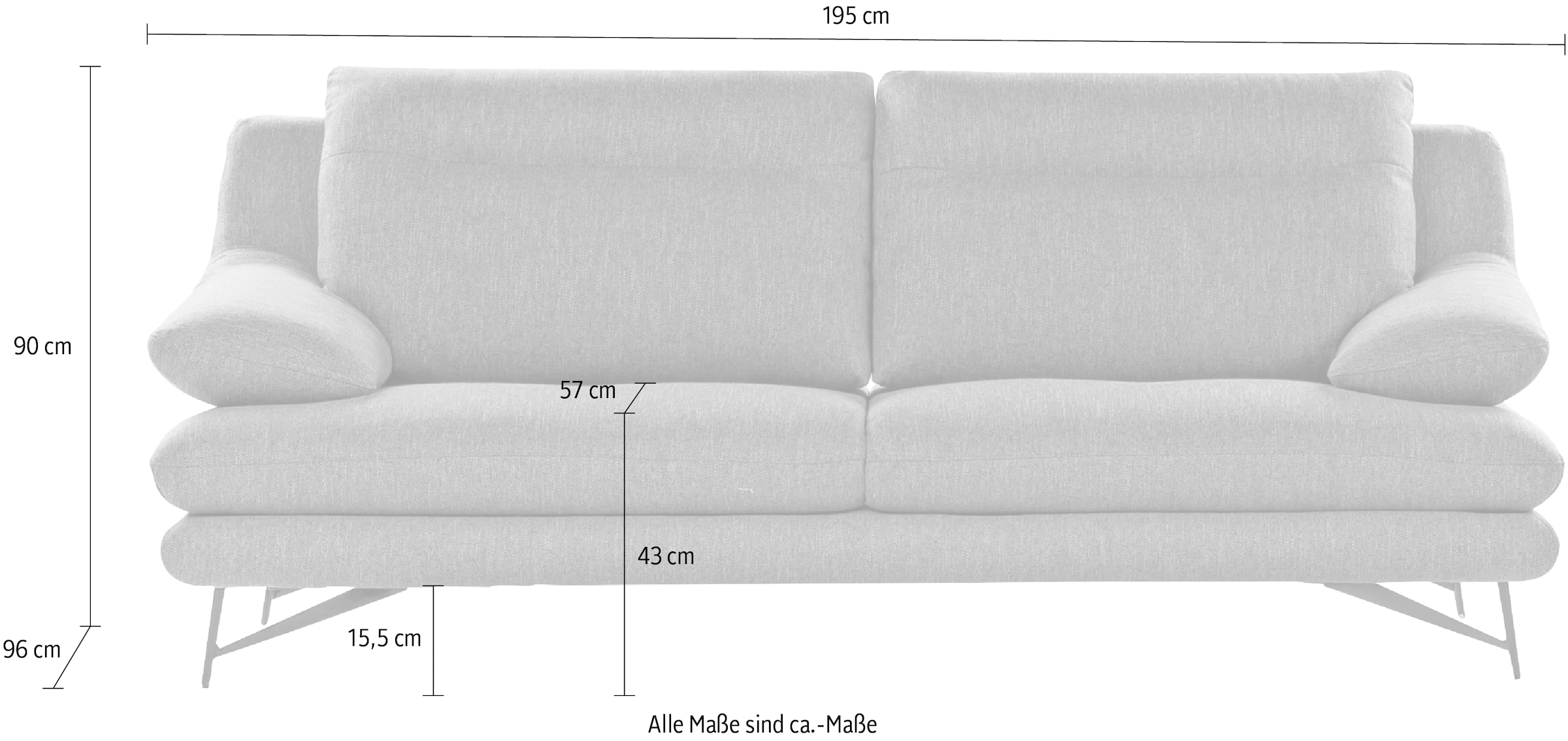 CALIA ITALIA 3-Sitzer »Cezanne modern, elegant und bequem, aufwendige Detailverarbeitung«, wahlweise mit Sitztiefenverstellung