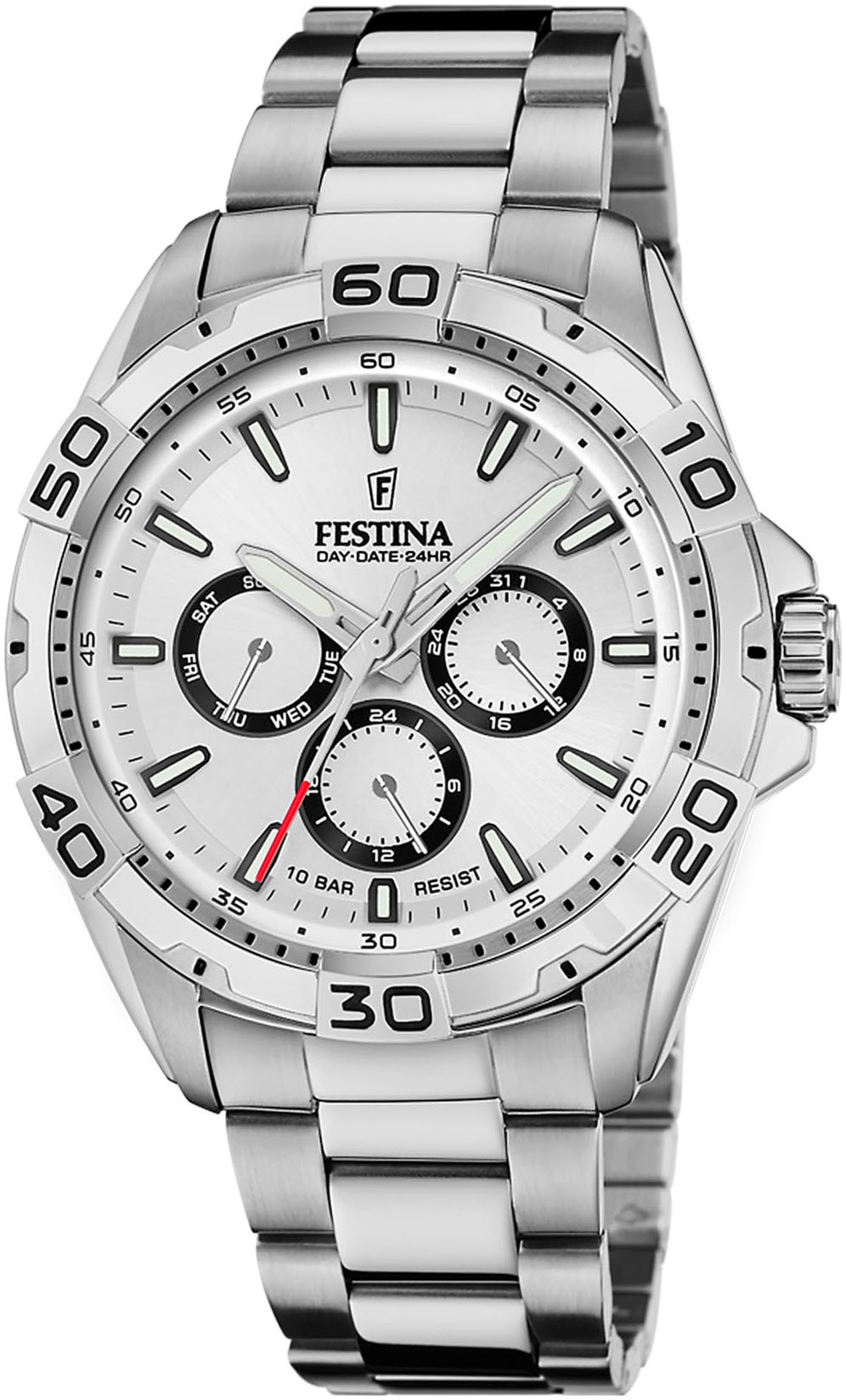 Festina Multifunktionsuhr, Armbanduhr, Quarzuhr, Herrenuhr, Edelstahlarmband,bis 10bar wasserd.