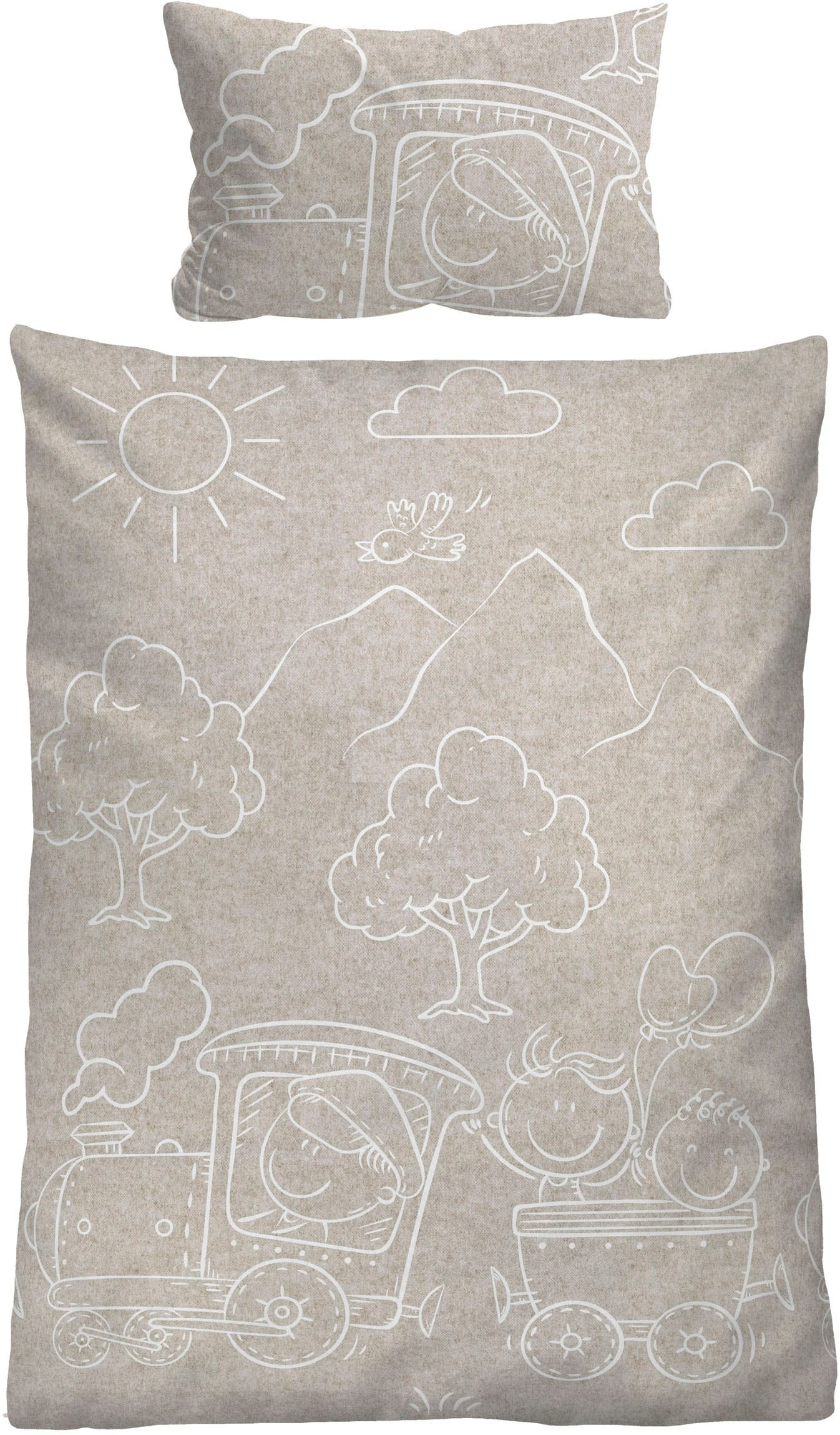 Biberna Kinderbettwäsche »0840521« 2 Stk. tlg. kuschelig warm, samtweich, Melange, 100% Baumwolle, made in Germany