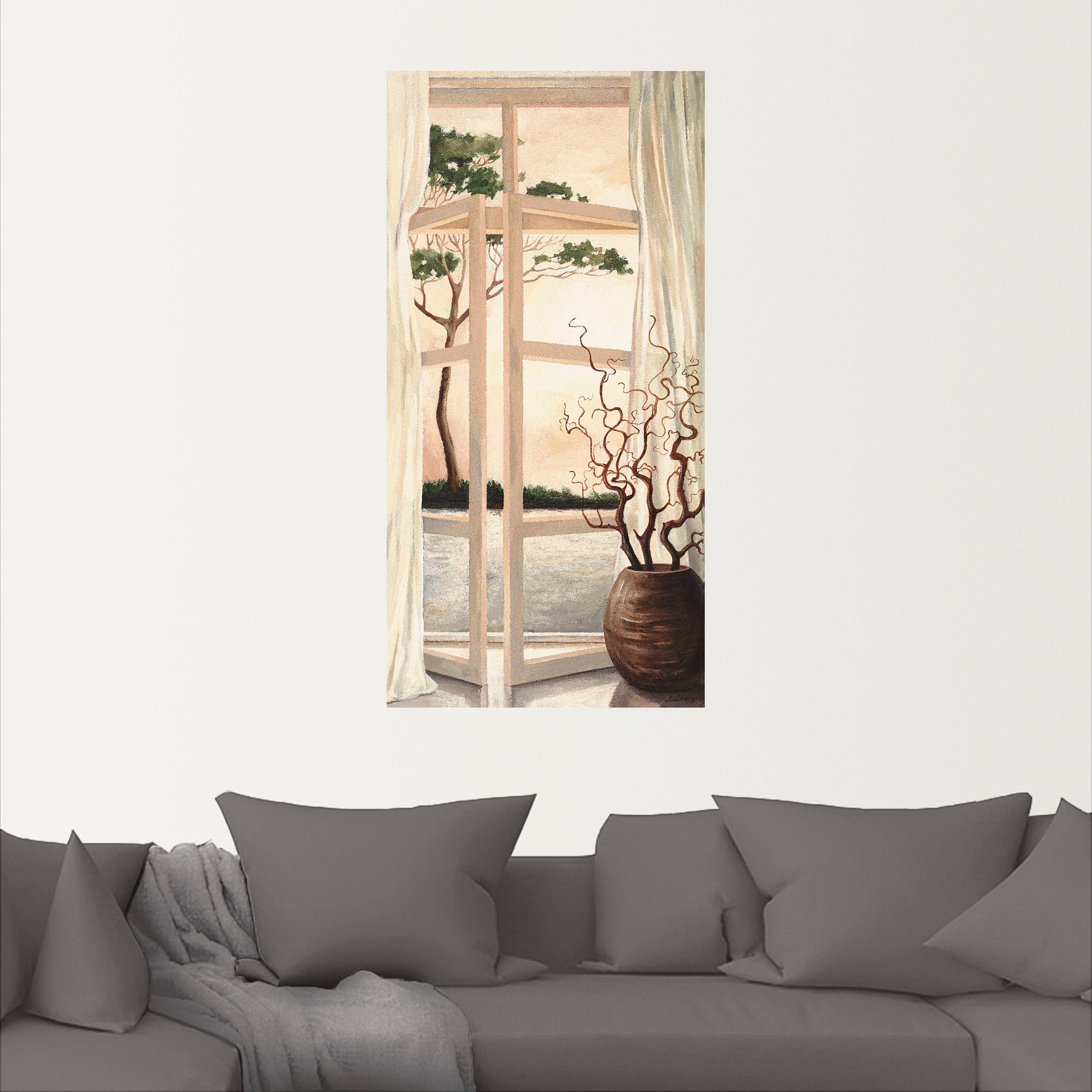 Artland Wandbild »Fensterbild Toskanischer Sonnenuntergang«, Fensterblick, günstig online kaufen