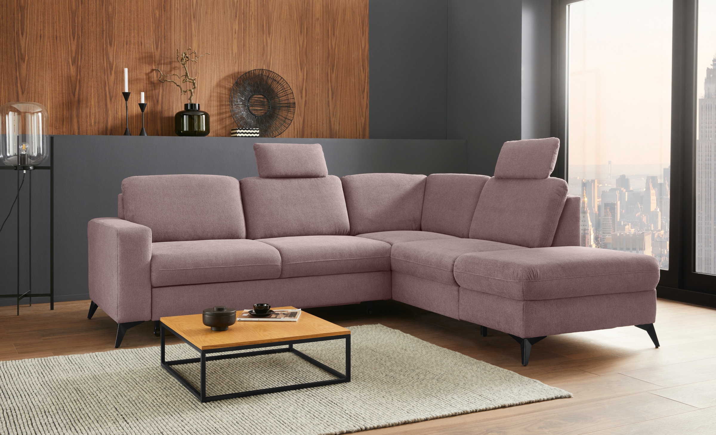 Places of Style Ecksofa "Lolland L-Form", Wahlweise mit Bettfunktion und St günstig online kaufen