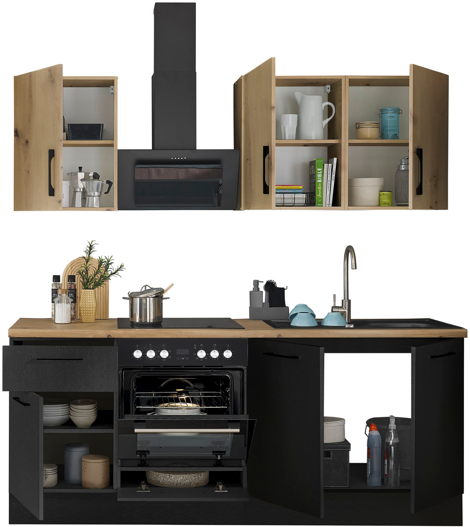 BASIC by Balculina Küchenzeile »Turin«, Breite 210 cm, wahlweise mit E-Geräten