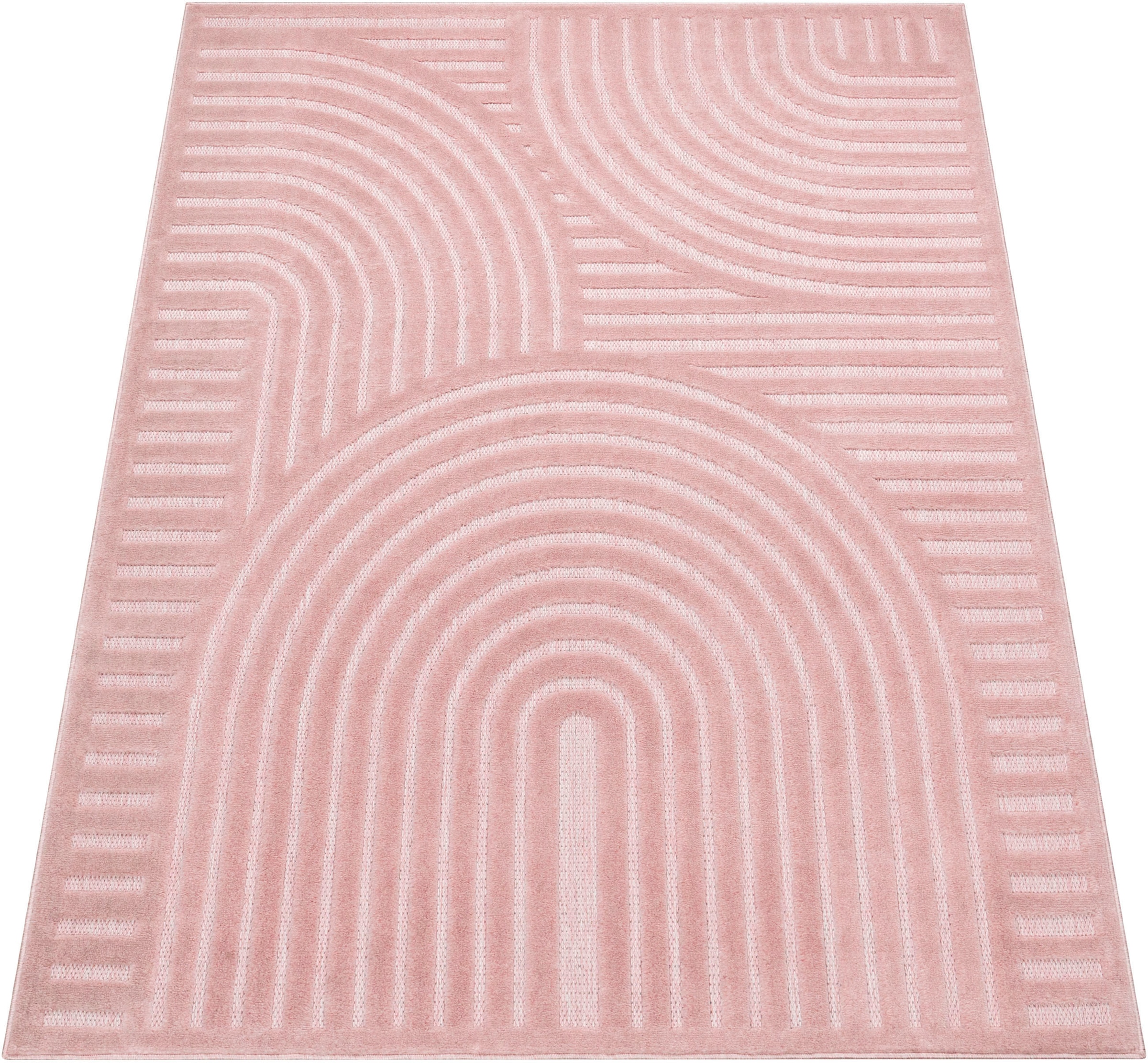 Paco Home Teppich Outdoor Scandi-Look, bequem rechteckig, moderner »Livorno Farben, geeignet Uni und bestellen 674«, Effekt, Hoch-Tief- schnell