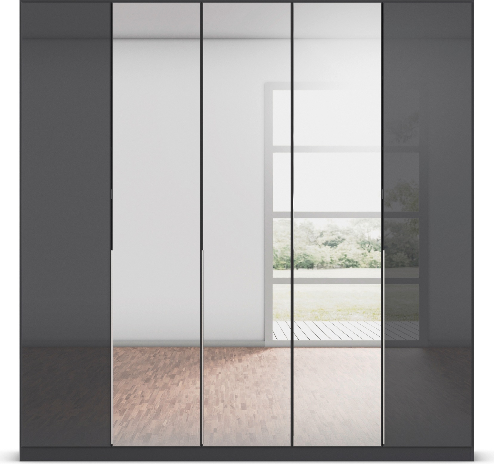 rauch Drehtürenschrank »Kleiderschrank Kleiderschränke Schrank Garderobe AGORDO mit Glasfront«, (in zwei Griff-Farben), durchdachte Innenausstattung, in 6 Breiten und 2 Höhen MADE IN GERMANY
