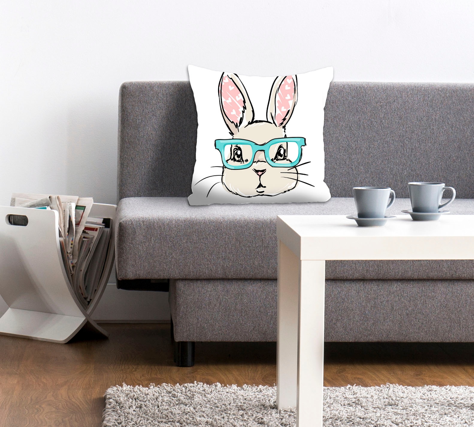 queence Dekokissen »Leandros« mit einem Hasen mit Brille günstig online kaufen
