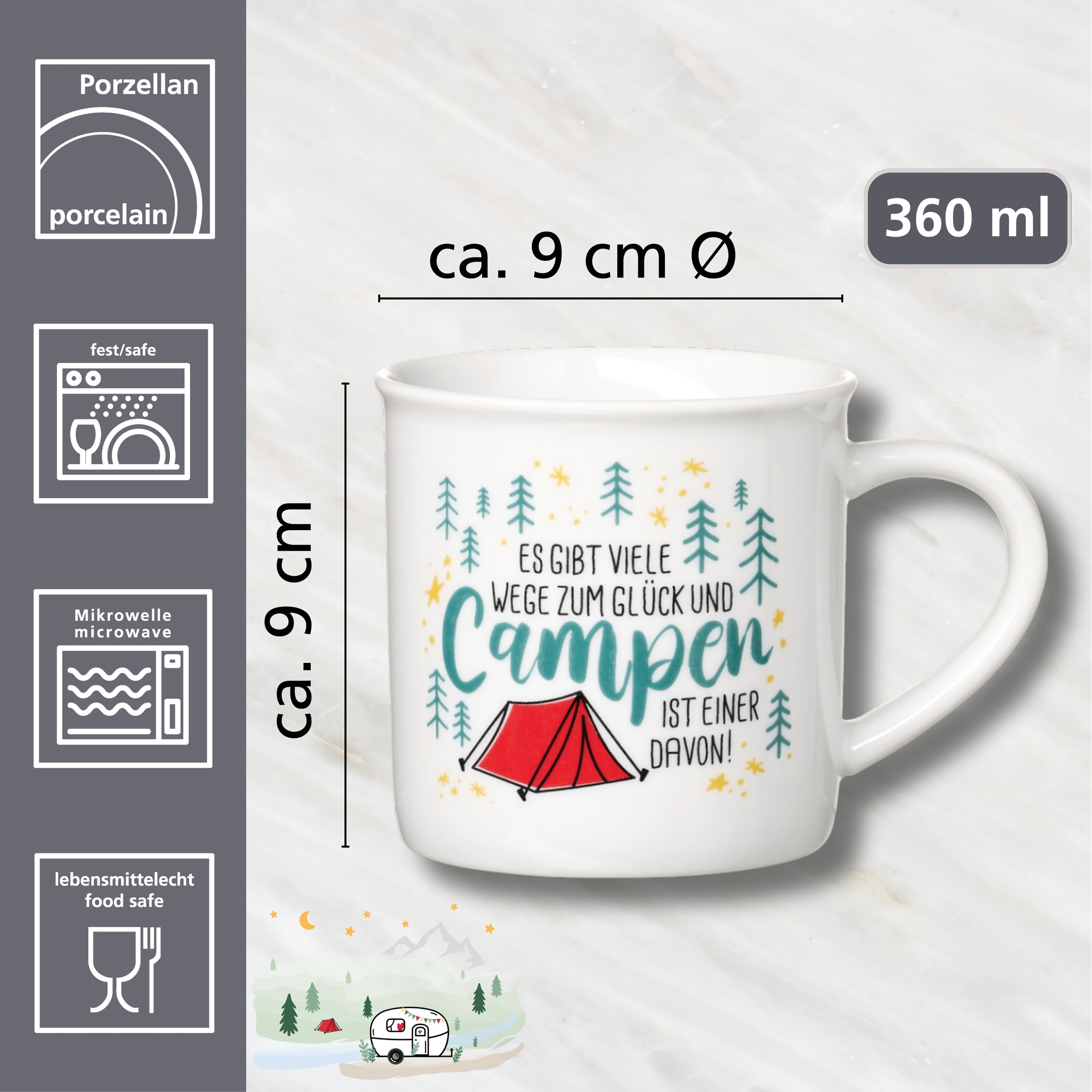 Ritzenhoff & Breker Becher »Camping«, (1 tlg.), "Es gibt viele Wege zum Glück..." - in Geschenkbanderole