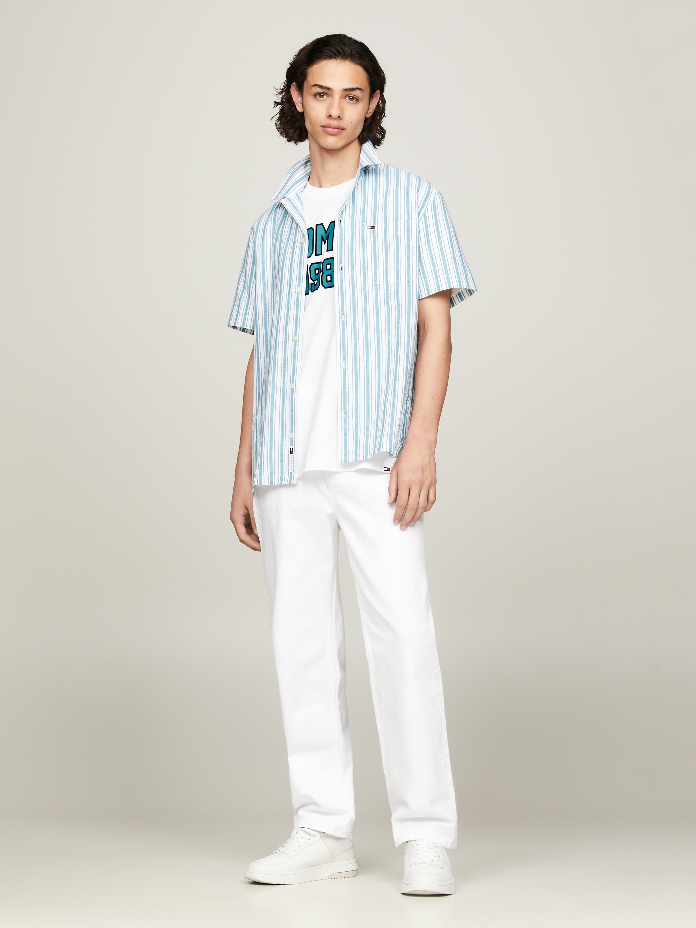 Tommy Jeans Kurzarmhemd »TJM STRIPE LINEN SS SHIRT EXT«