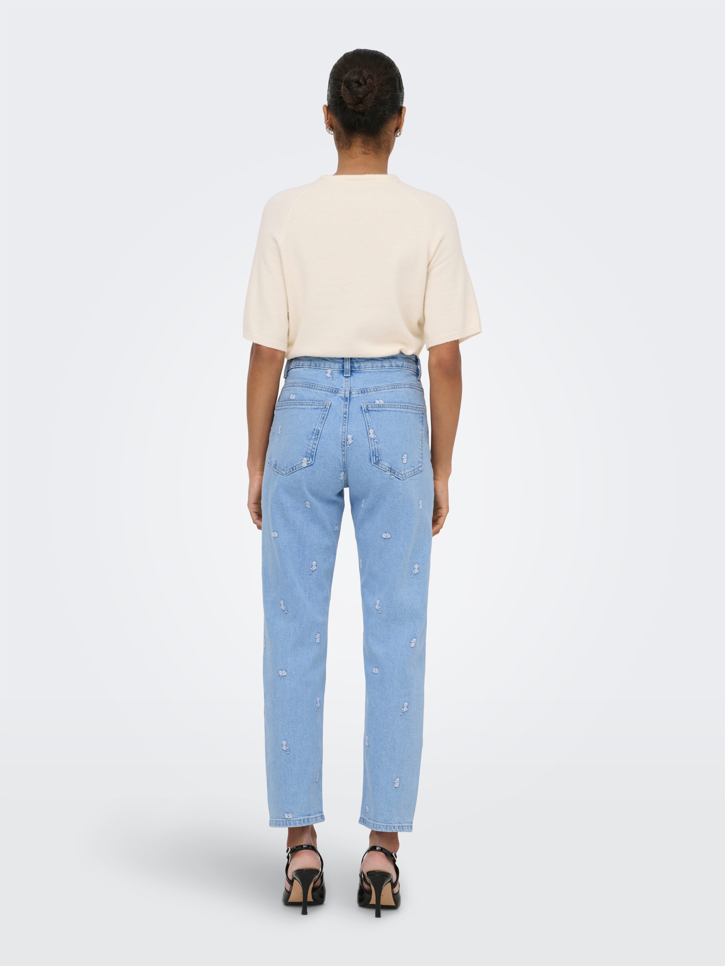ONLY Straight-Jeans »ONLEMILY HW STRETCH EMB STRA ANK DNM AZG« Baumwollmischung, straight fit