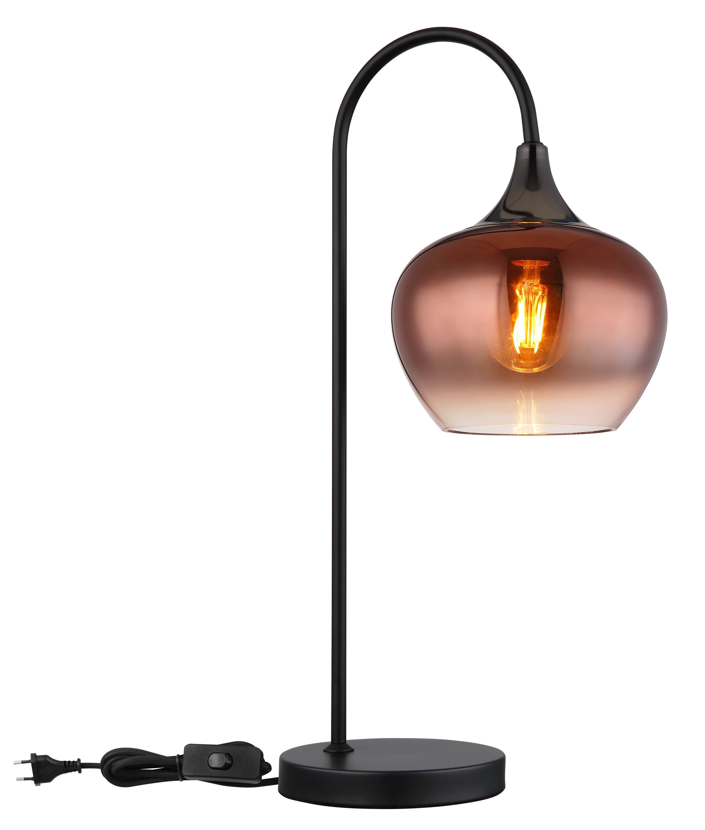 GLOBO LIGHTING Tischleuchte »MAXY«, Leuchtmittel E27 | ohne Leuchtmittel, Tischlampe/Glas kupferfarben/modern/Wohnzimmer/Schlafzimmer