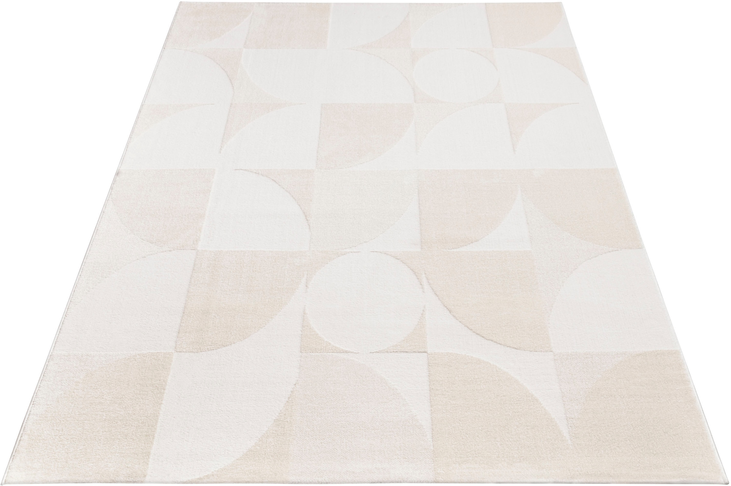 Paco Home Teppich »Luzern 656«, rechteckig, 13 mm Höhe, Kurzflor, Uni Farben, Hoch-Tief-Struktur, Scandi Design