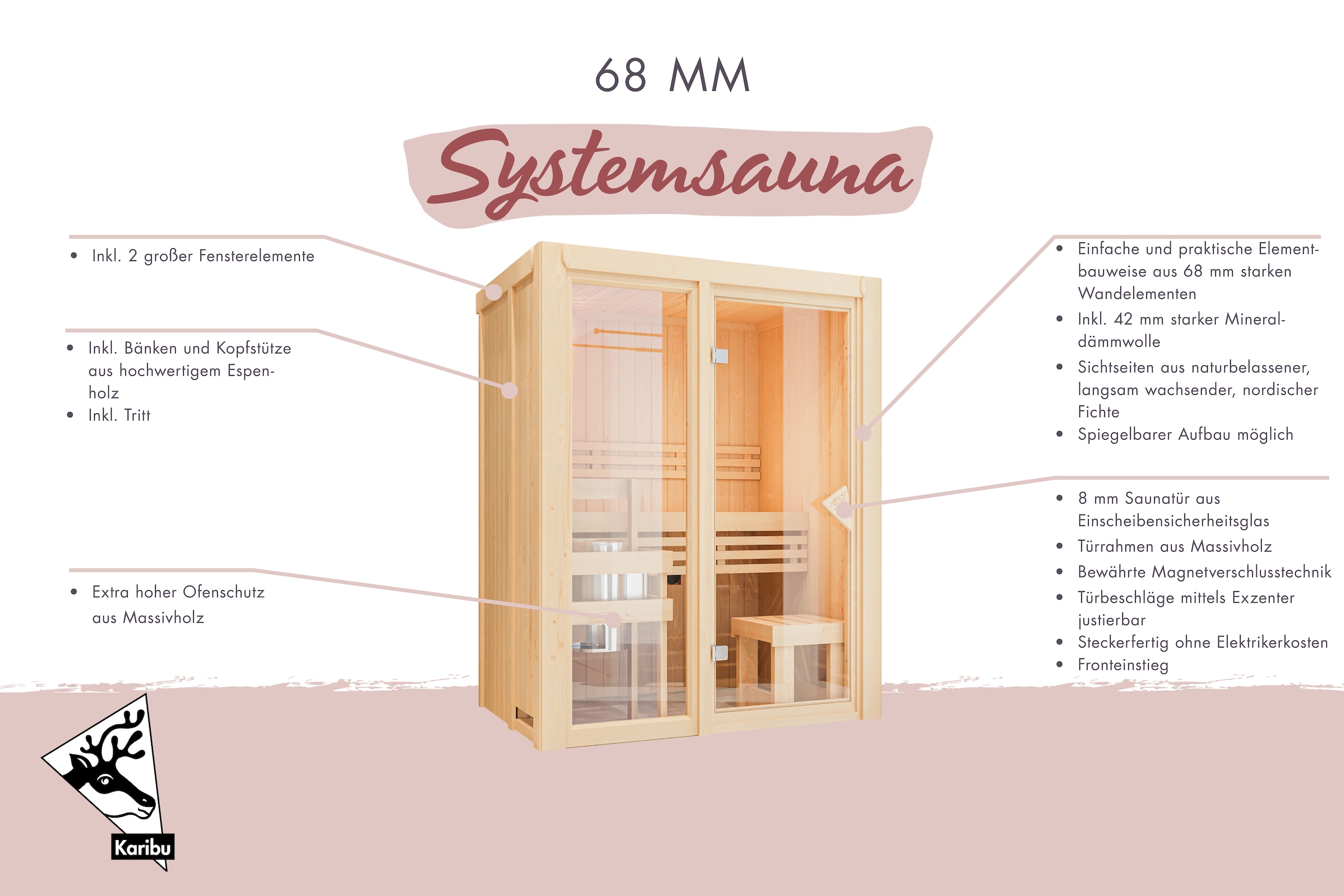 Karibu Sauna »Alani 4« verschiedene Varianten