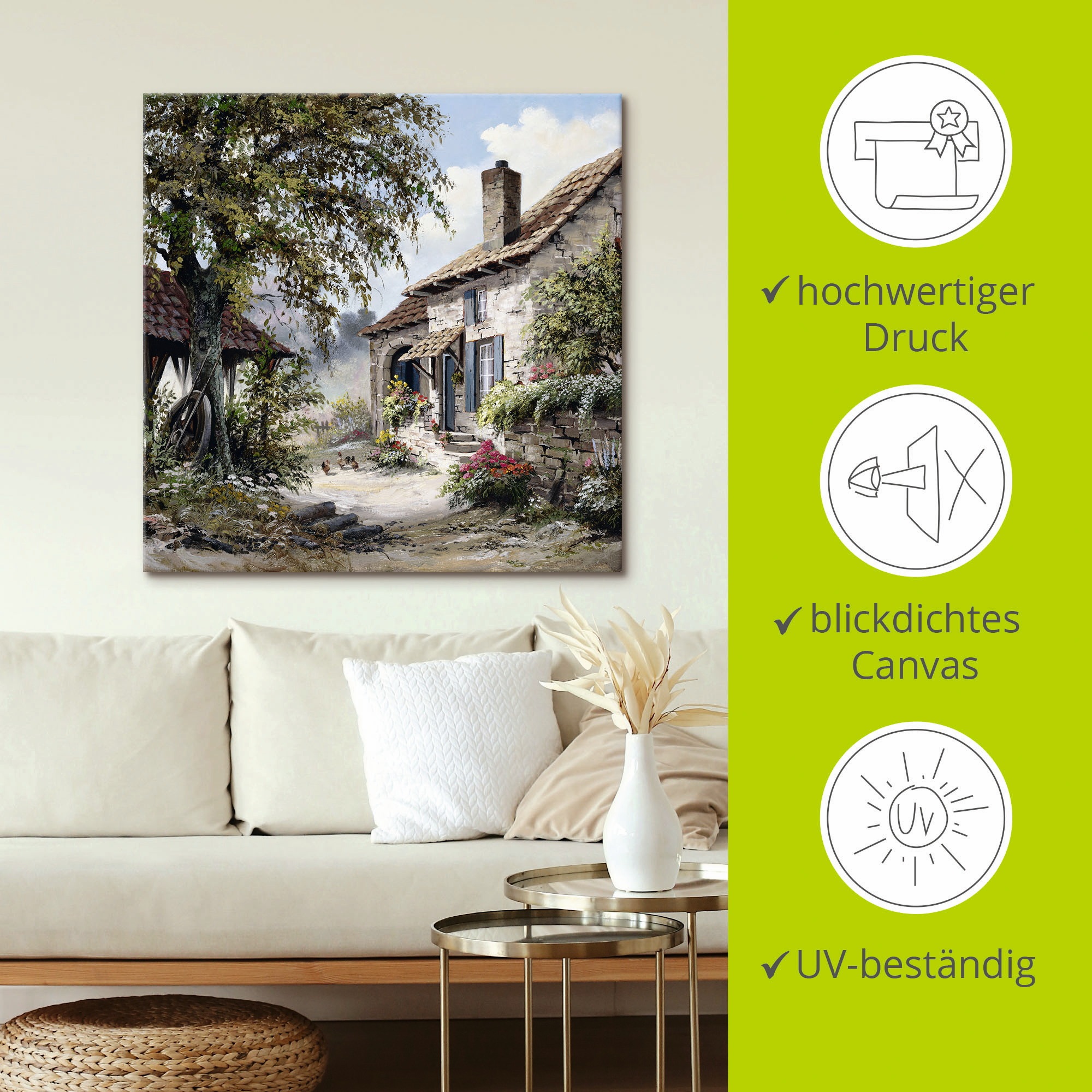 Artland Wandbild »Opa's Haus«, Garten, (1 St.), als Leinwandbild, Wandaufkleber in verschied. Größen