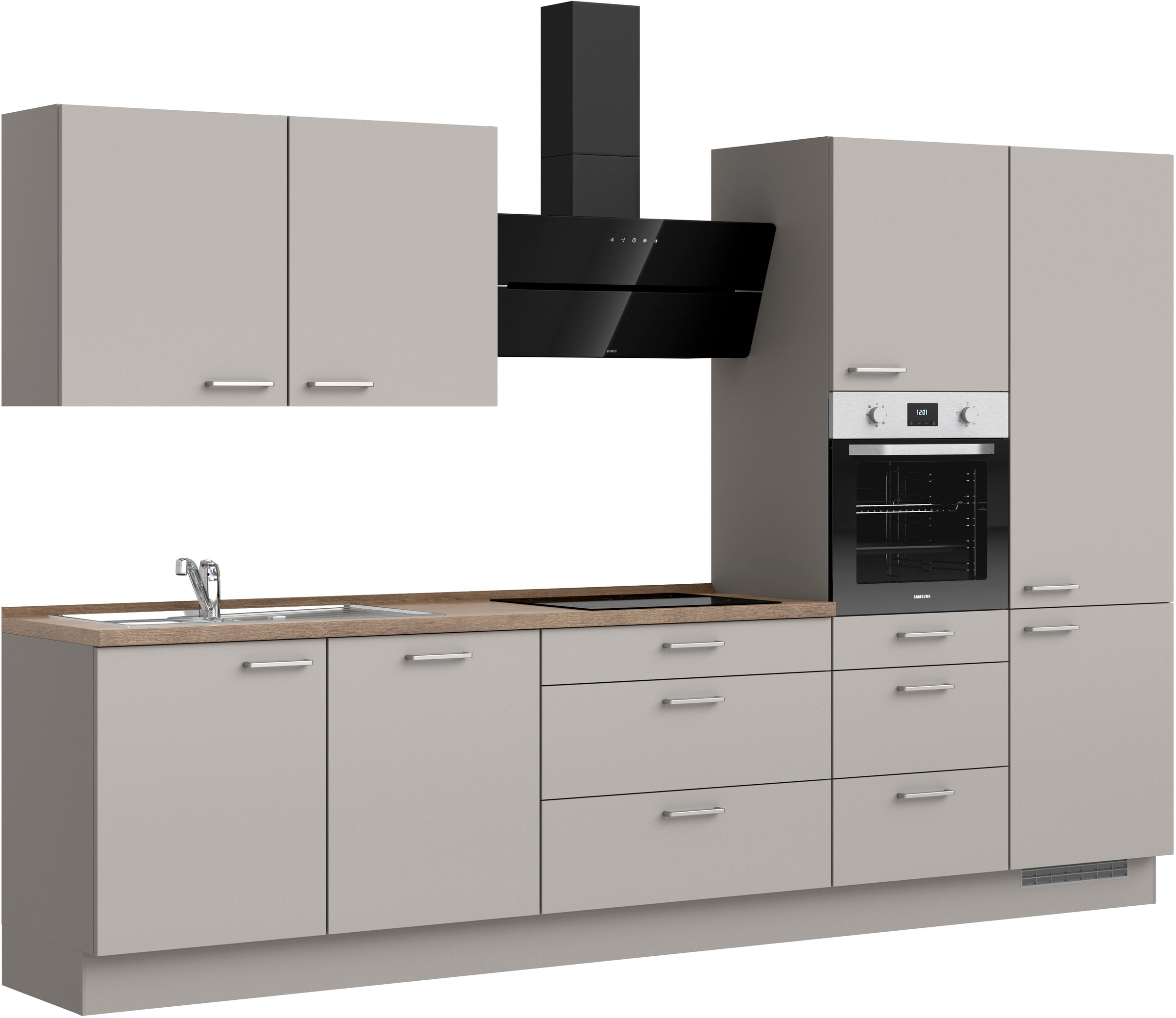 nobilia® Küchenzeile »"Touch II"«, vormontiert, Ausrichtung wählbar, Breite 330 cm, wahlw. mit E-Geräten