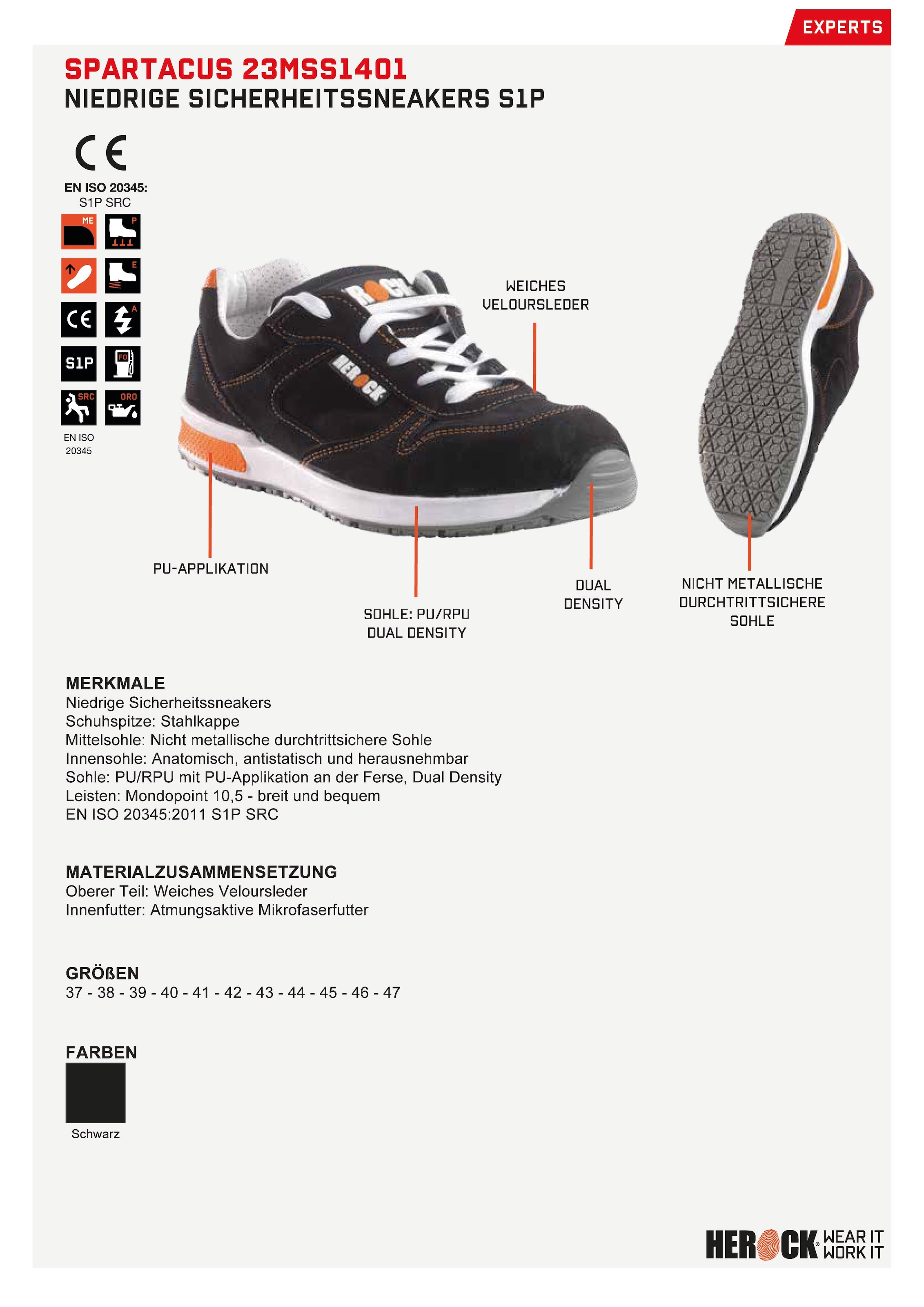 Herock Sicherheitsschuh »Spartacus Low S1P Sneakers«, breit, bequem, mit  Stahlkappe online kaufen