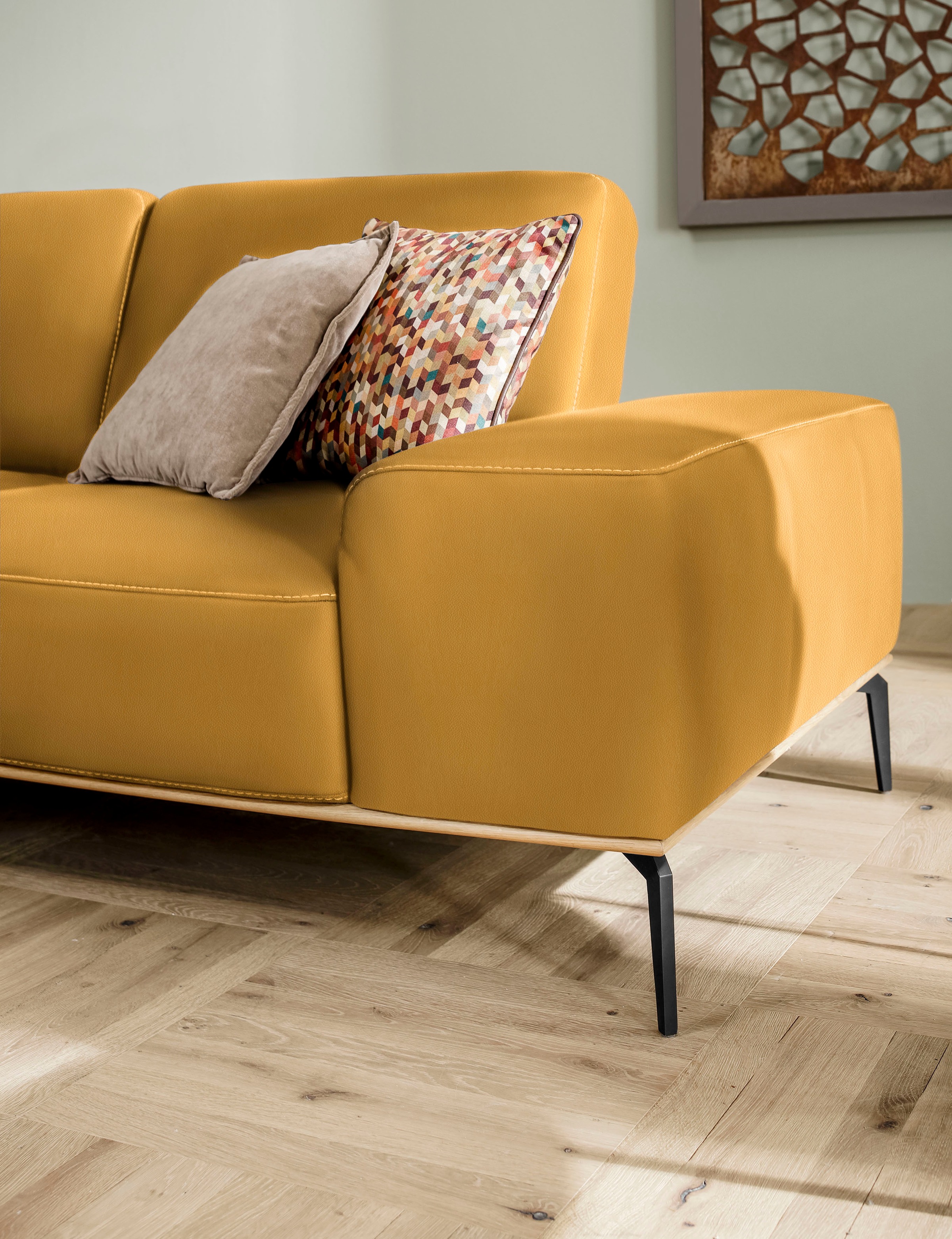 W.SCHILLIG Ecksofa »run, Designsofa mit tollem Sitzkomfort, bequem, L-Form«, mit Holzsockel, Füße in Schwarz pulverbeschichtet, Breite 299 cm