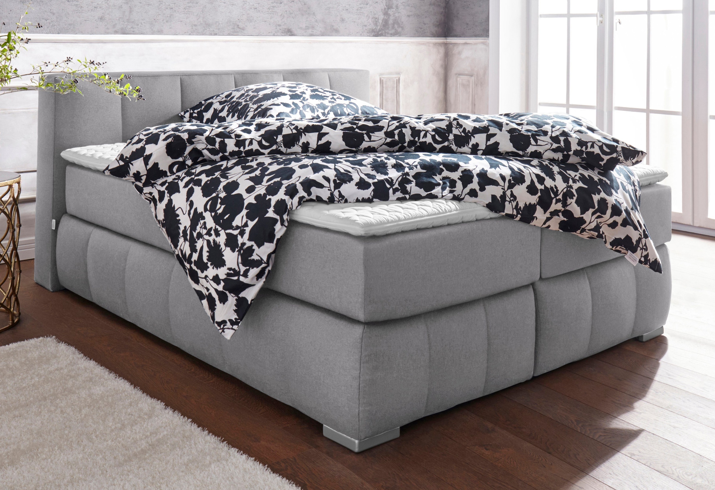 Guido Maria Kretschmer Home&Living Boxspringbett »Chelles«, inkl. Topper, in XXL- Überlänge 220 cm, Unterbox mit feine Wölbung