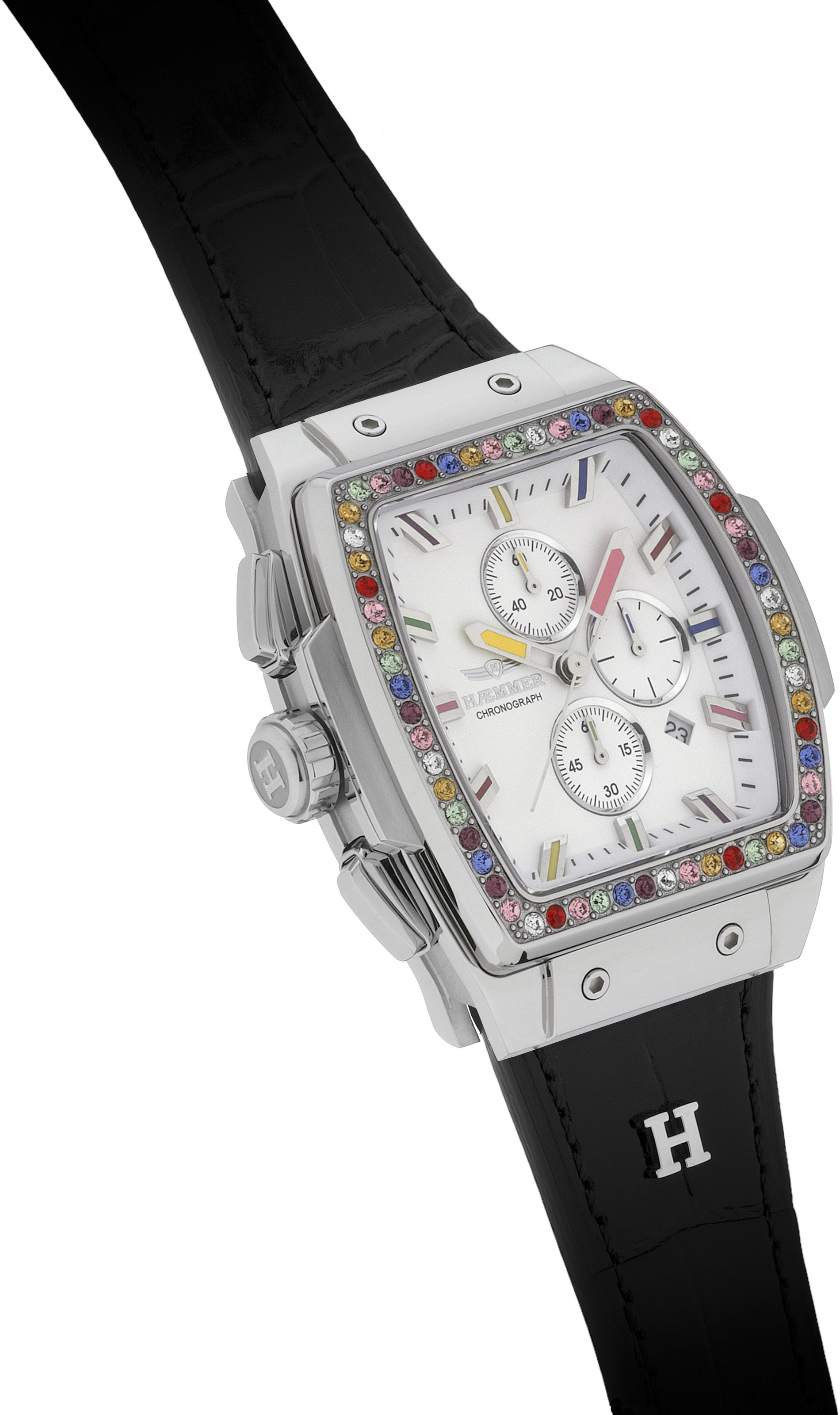 HAEMMER GERMANY Chronograph »TONNEAU«, Quarzuhr, Armbanduhr,Damenuhr,Lederarmband,digital,Datum,Stoppfunktion