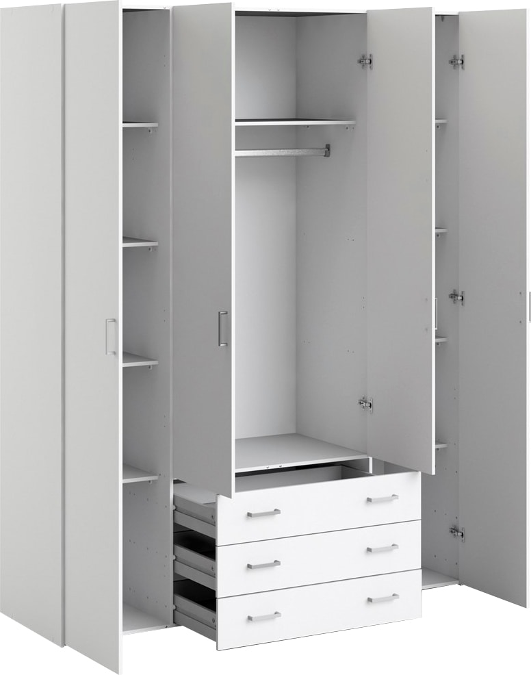 Home affaire Kleiderschrank, Mit viel Stauraum, graue Stangengriffe, Gr. ca. 200,4 x 154 x 49,5 cm