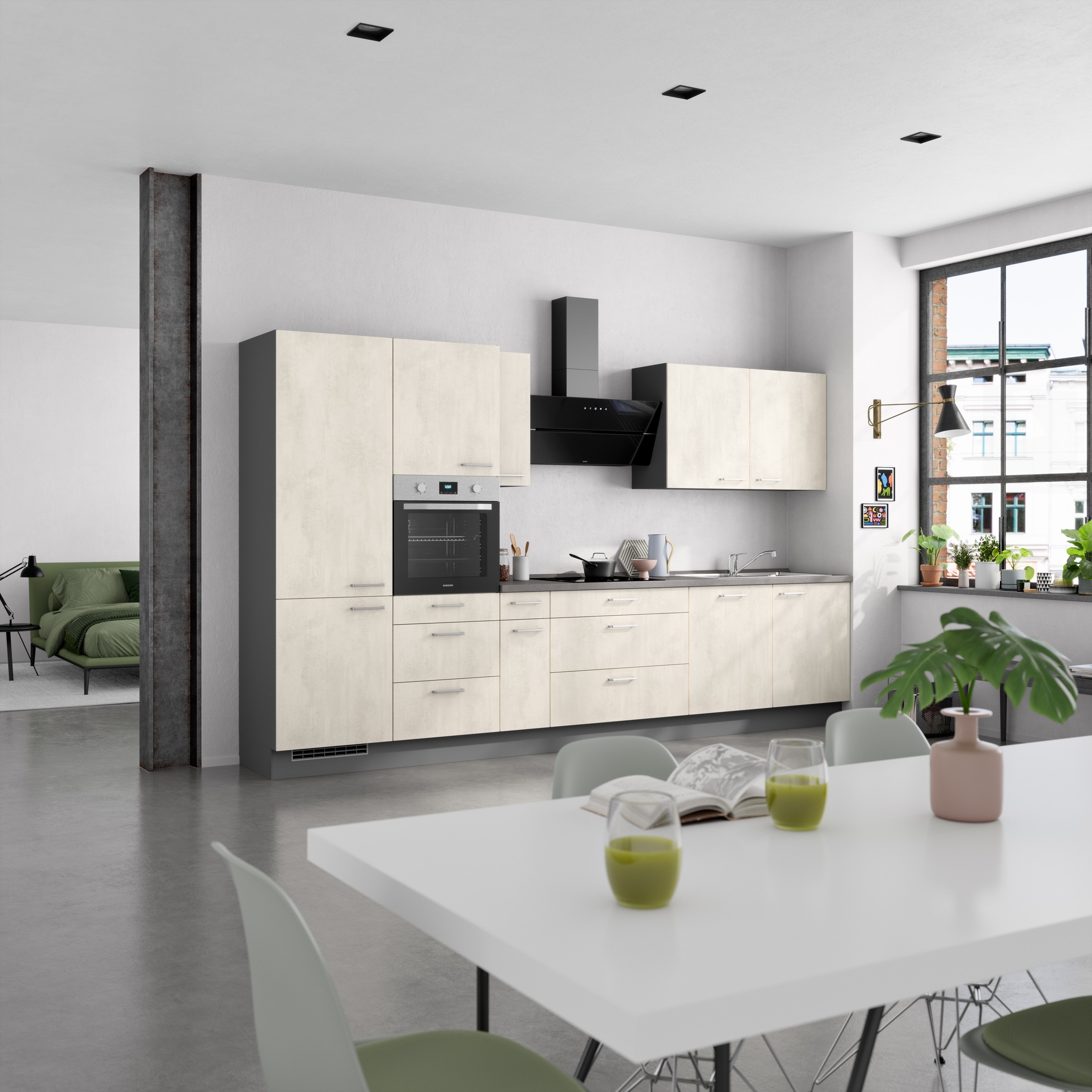 nobilia® Küchenzeile »"Riva II"« vormontiert, Ausrichtung wählbar, Breite 360 cm, wahlw. mit E-Geräten