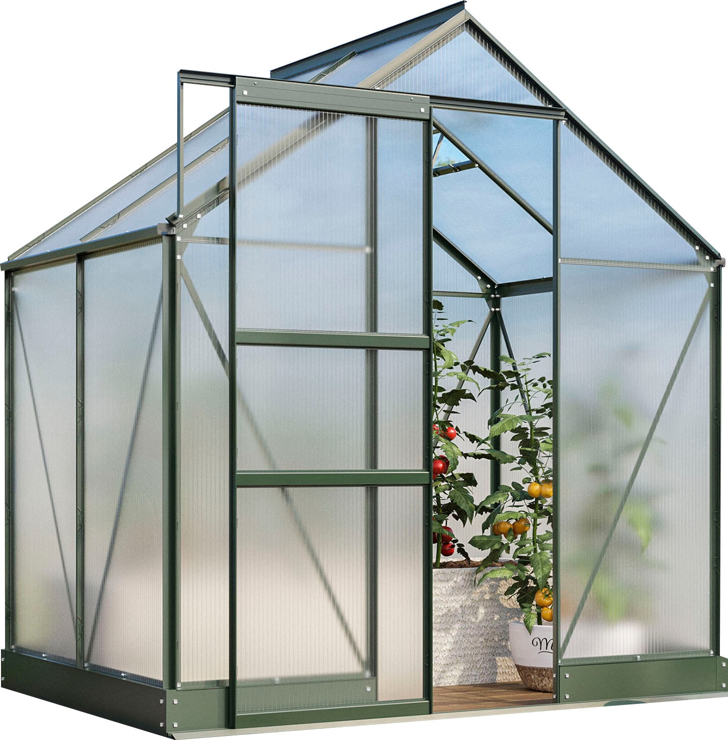 VITAVIA Gewächshaus »Apollo 2500« Alu-Profile, Stahlfundamentrahmen, 4 mm Hohlkammerplatten smaragdgrün