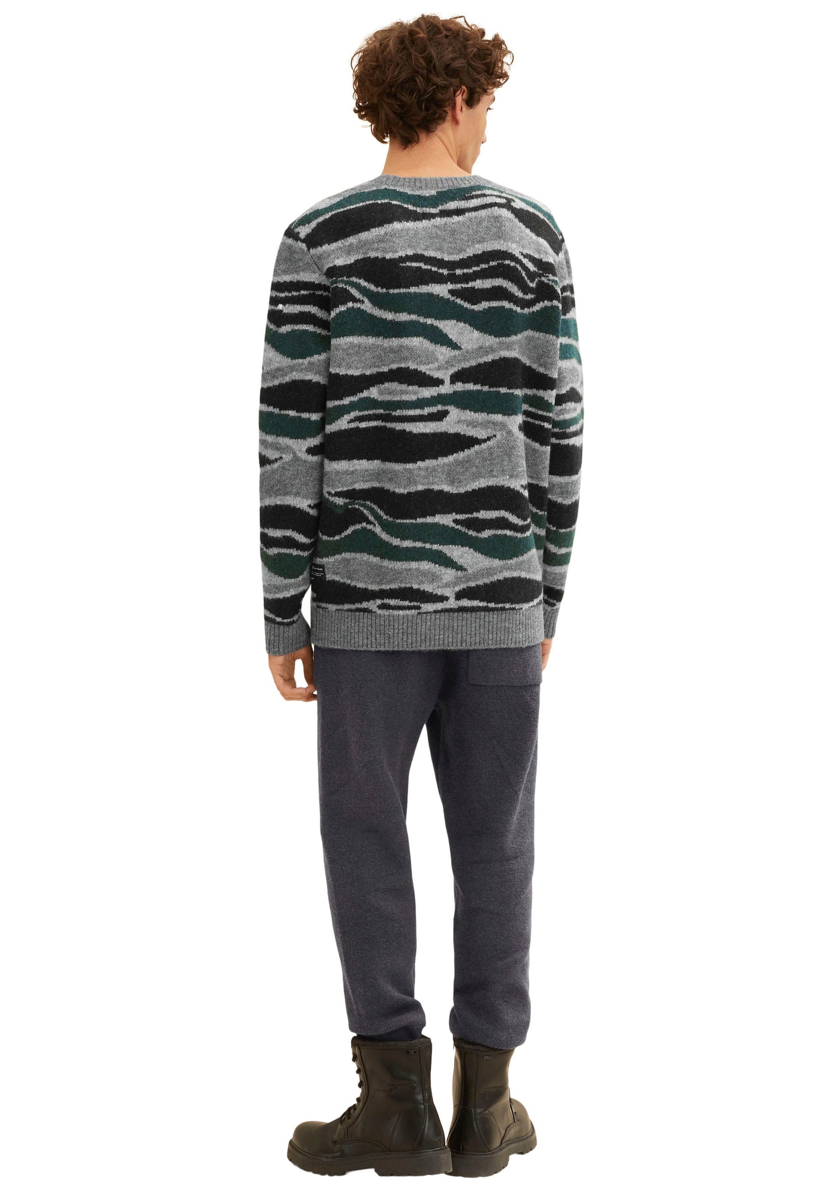 TOM TAILOR Denim Strickpullover, mit grafischem Muster