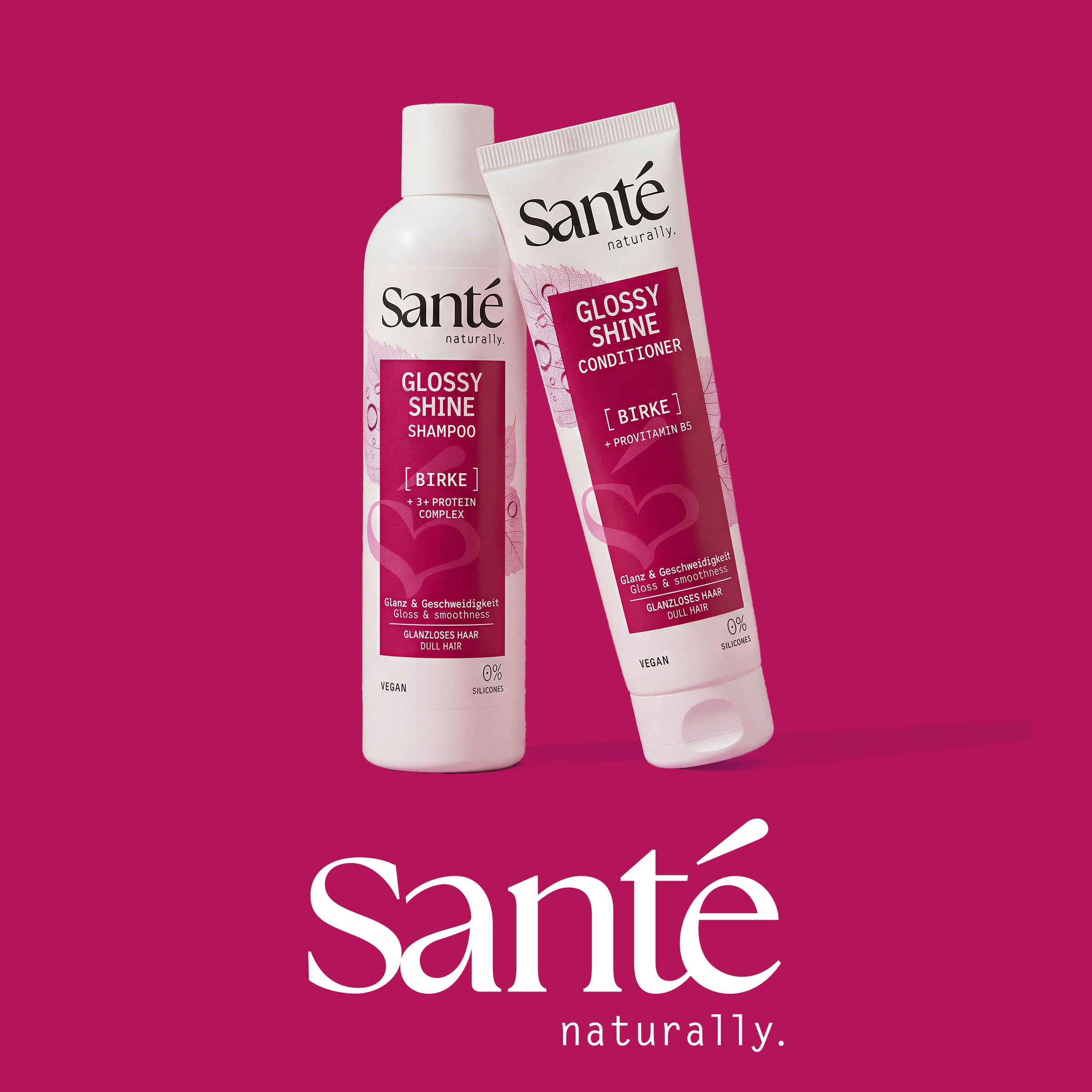 SANTE Haarshampoo »Glossy Shine Shampoo Birke +3-fach Protein Komplex« für glanzloses Haar, mit Birkenblattextrakt, vegan formuliert