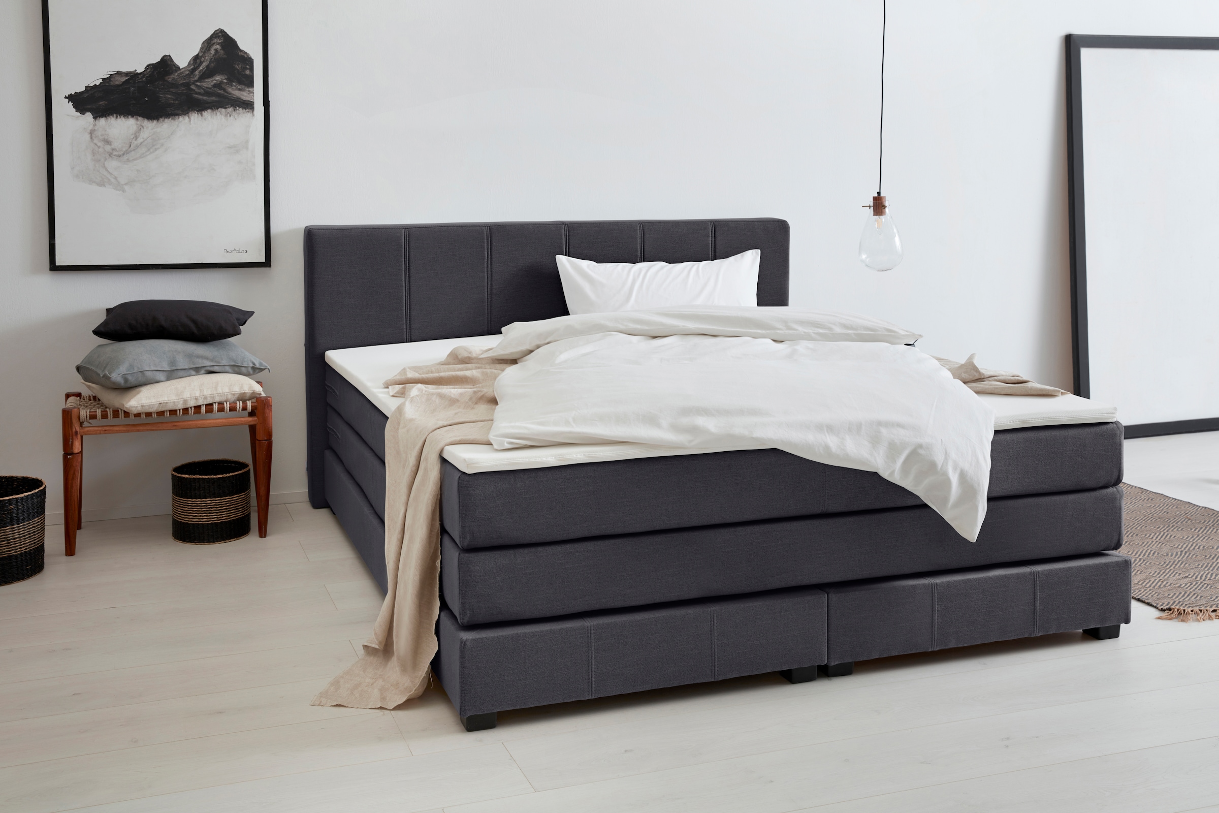 OTTO products Boxspringbett »Peetu«, Taschenfederkern-Matratze, in 4 Breite günstig online kaufen