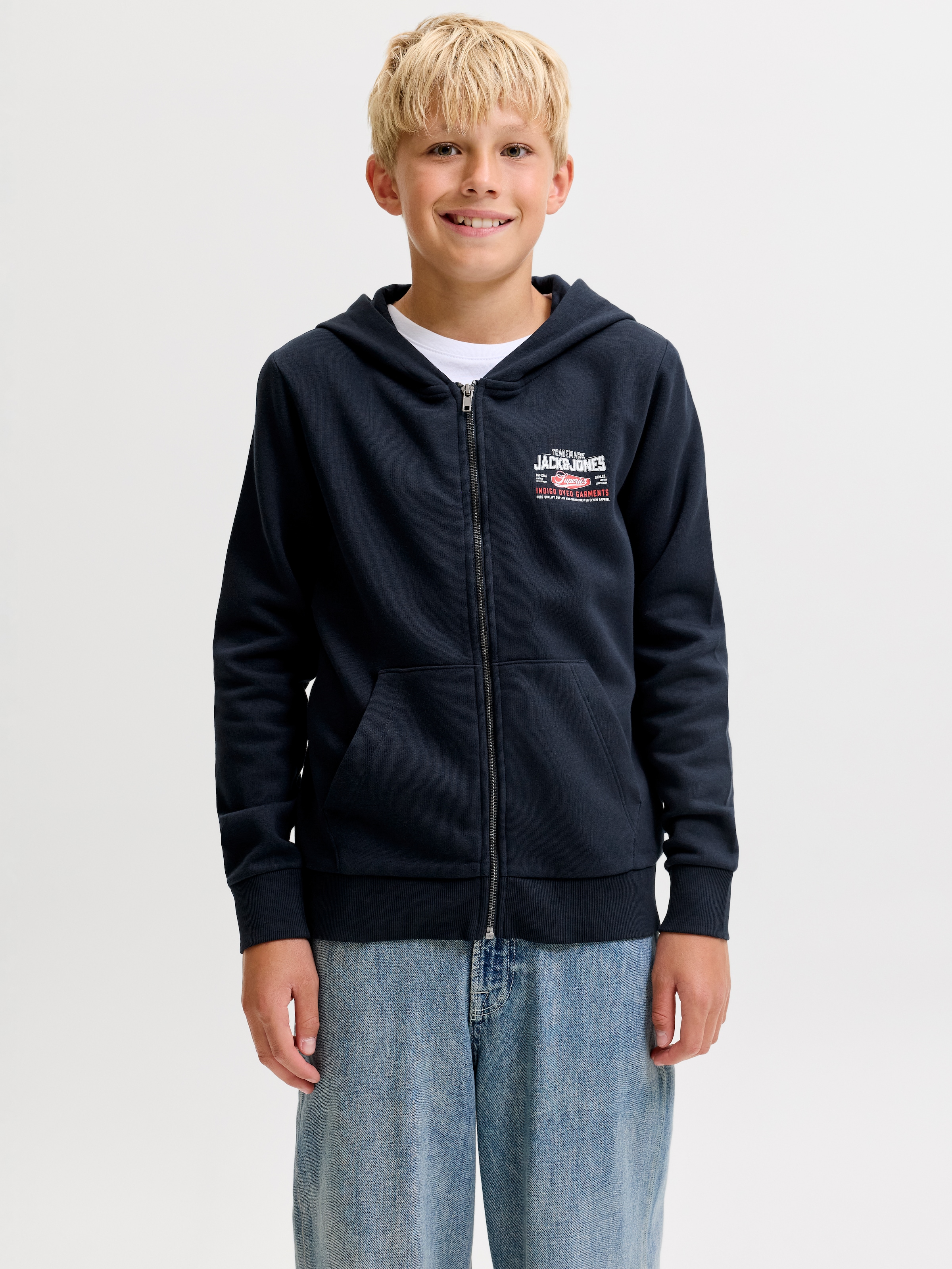 Jack & Jones Junior Kapuzensweatjacke »JJELOGO SWEAT ZIP HOOD 2 COL AW26 SN JNR« Baumwolle, regular fit