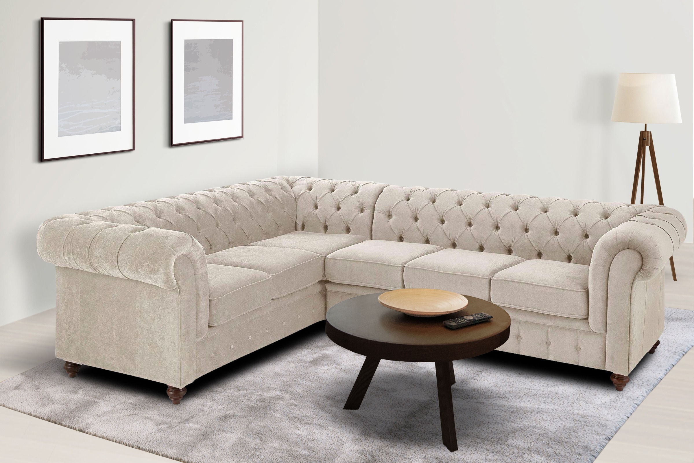 Home affaire Chesterfield-Sofa »Chesterfield Ecksofa, auch in Leder L-Form« günstig online kaufen