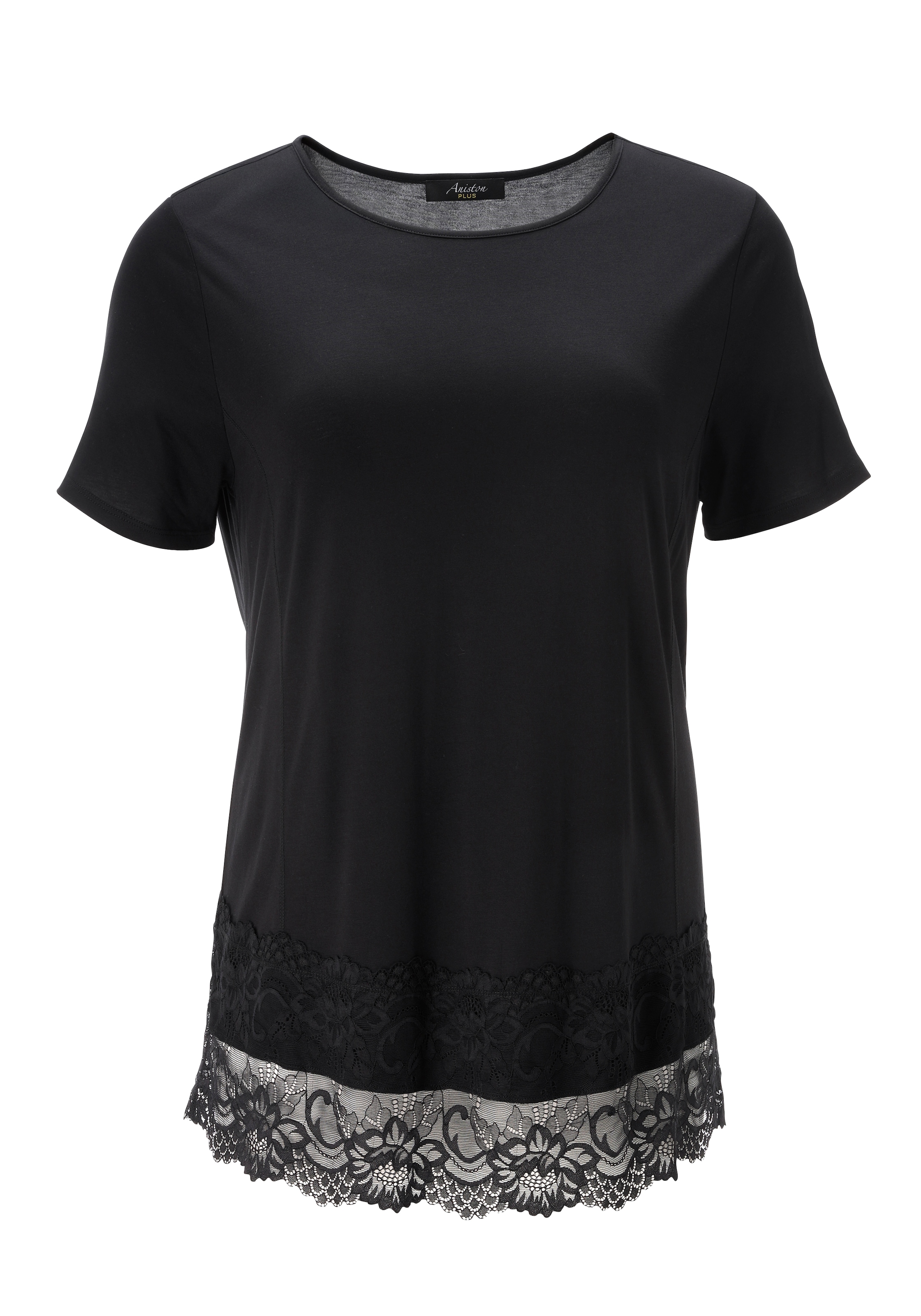 Aniston PLUS Spitzenshirt mit Trendige Spitze am Saum - NEUE KOLLEKTION