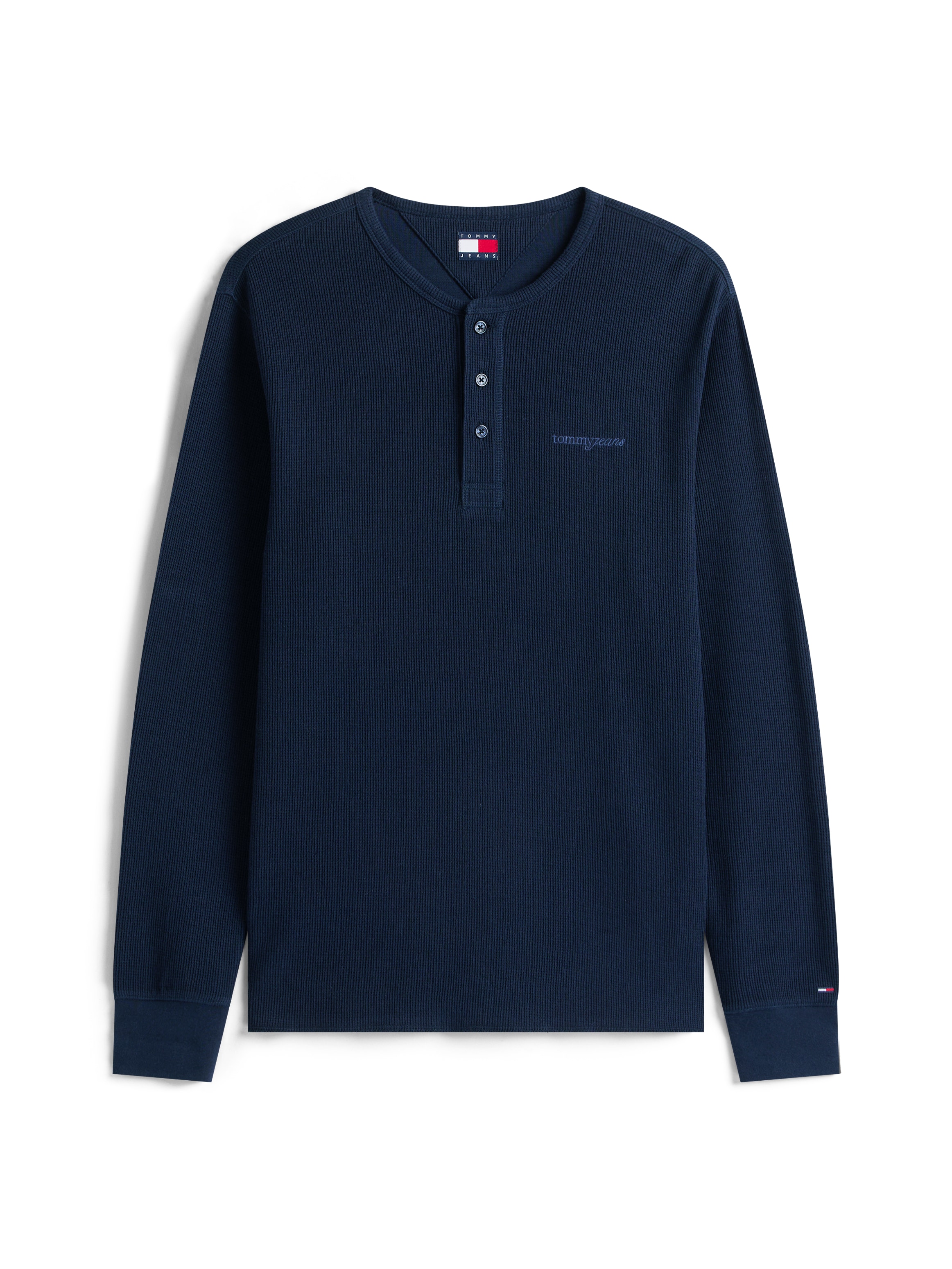 Tommy Jeans Henleyshirt »TJM WAFFLE SCRIPT HENLEY« Rundhals, slim fit, mit feiner Struktur