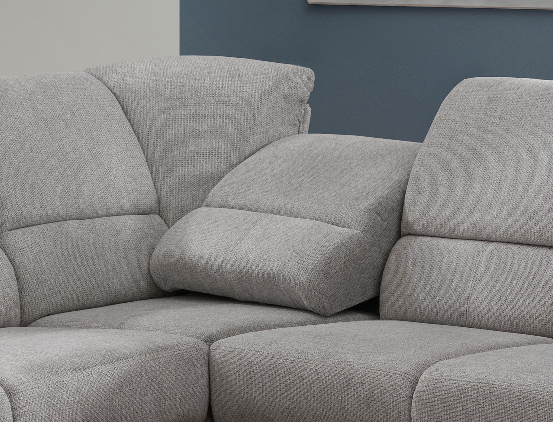 Home affaire Ecksofa »Pisa L-Form, mit Schlaffunktion, Stauraum, 2x höhenverstellbare«, Kopfstützen und Relaxfunktion im Eckelement