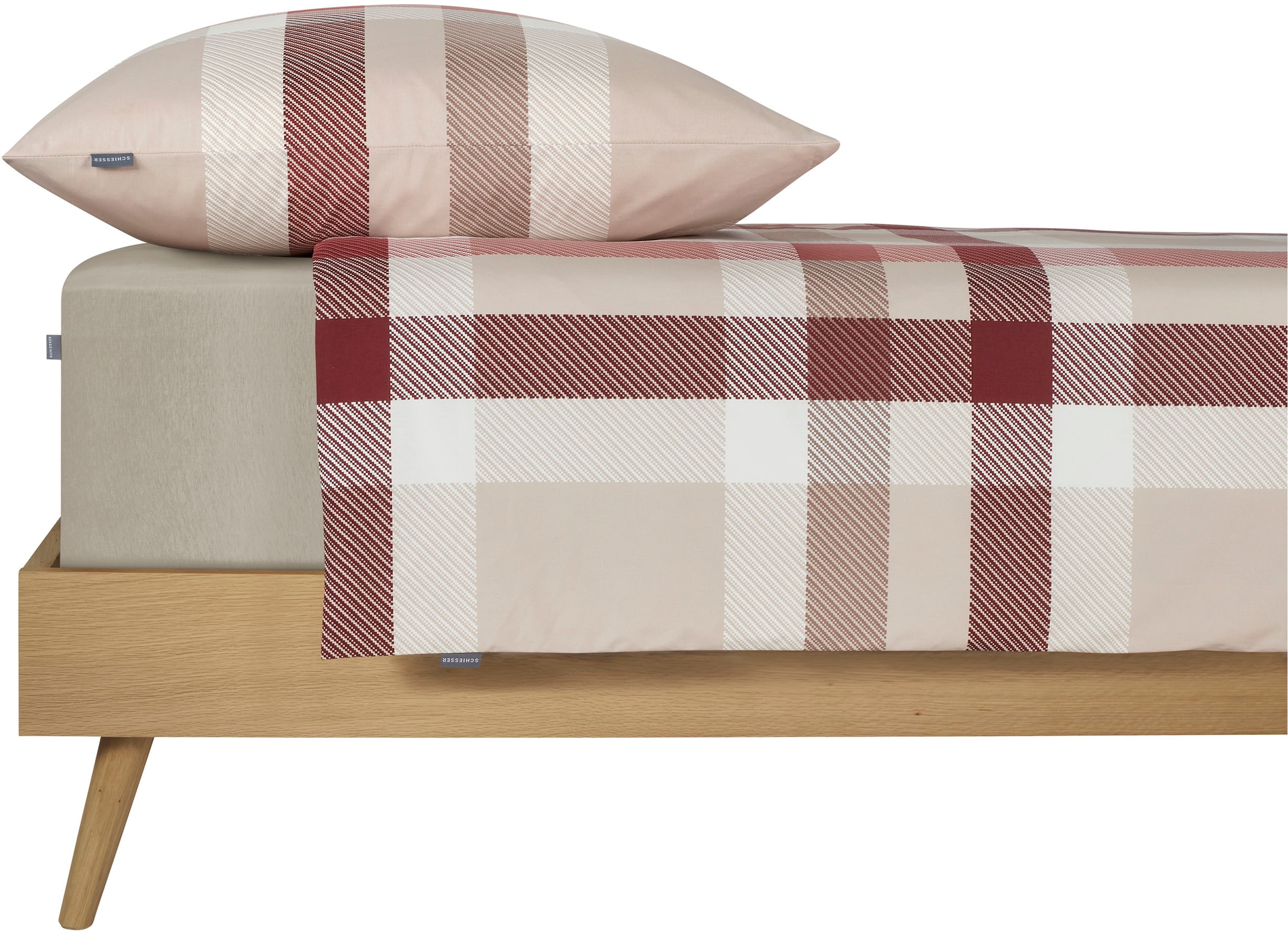 Schiesser Bettwäsche »Kris aus weicher Baumwolle mit markanten Karos« 2 Stk. tlg. Made in Green