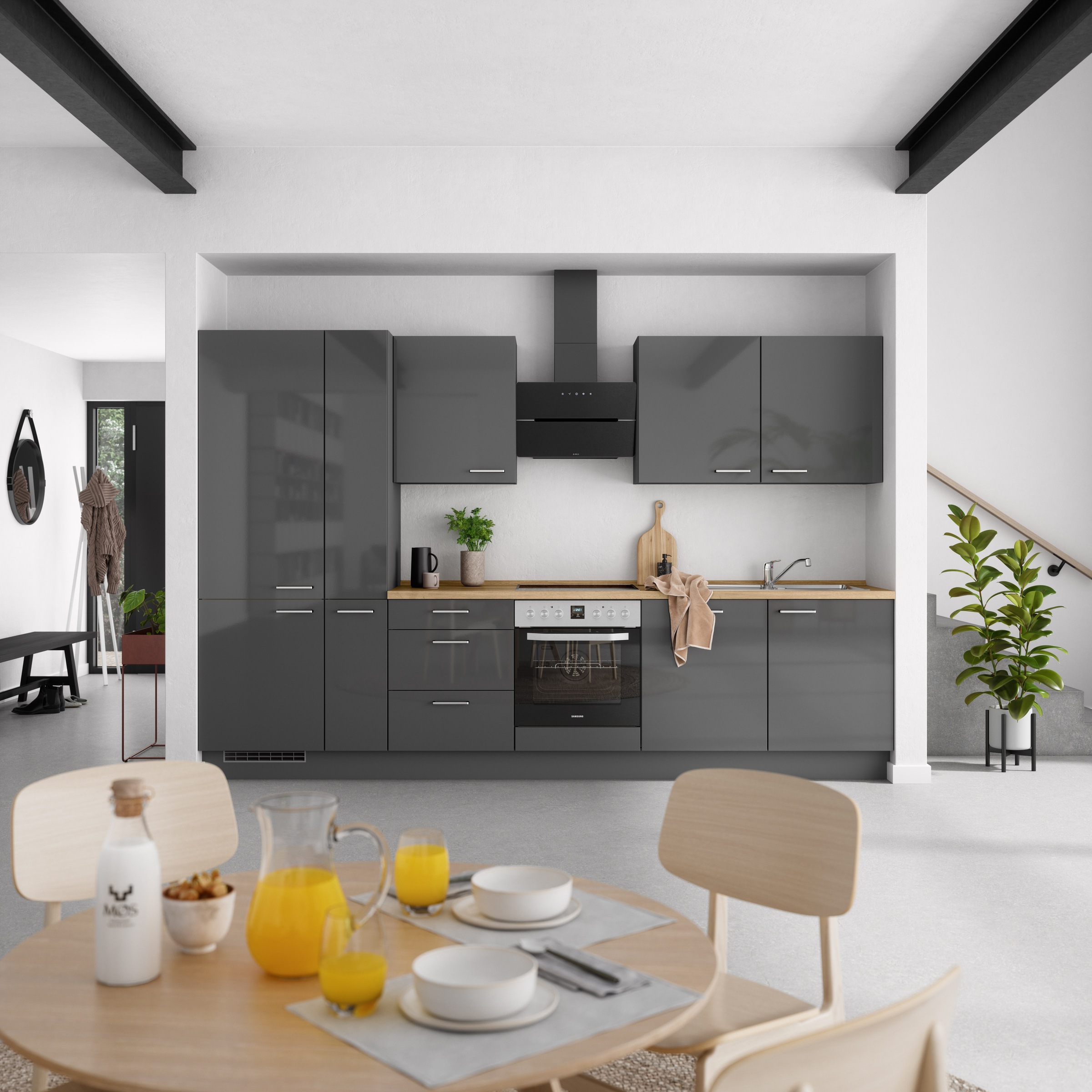 nobilia® Küchenzeile »"Flash II"«, vormontiert, Ausrichtung wählbar, Breite 330 cm, wahlw. mit E-Geräten