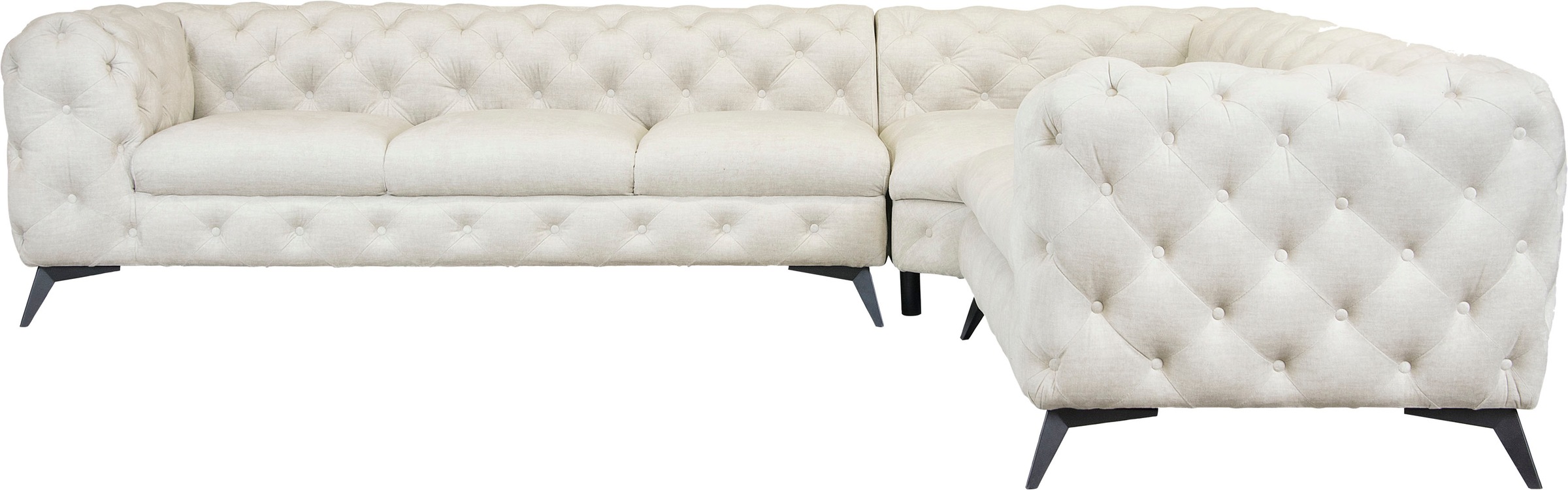 Leonique Chesterfield-Sofa »Ecksofa GLYNIS L-Form mit Wellenunterfederung, günstig online kaufen