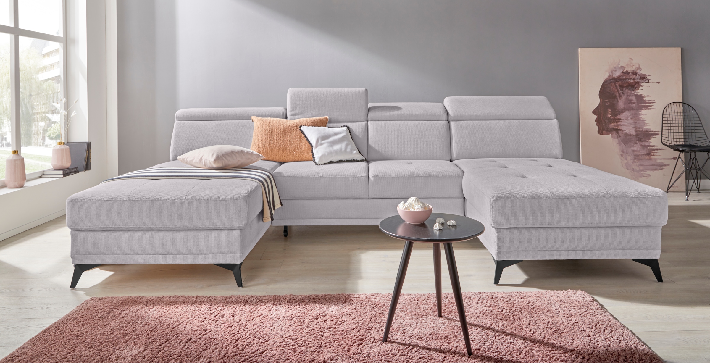 Home affaire Wohnlandschaft »Cardiz U-Form« inkl.Kopfteilverstellung und Fe günstig online kaufen