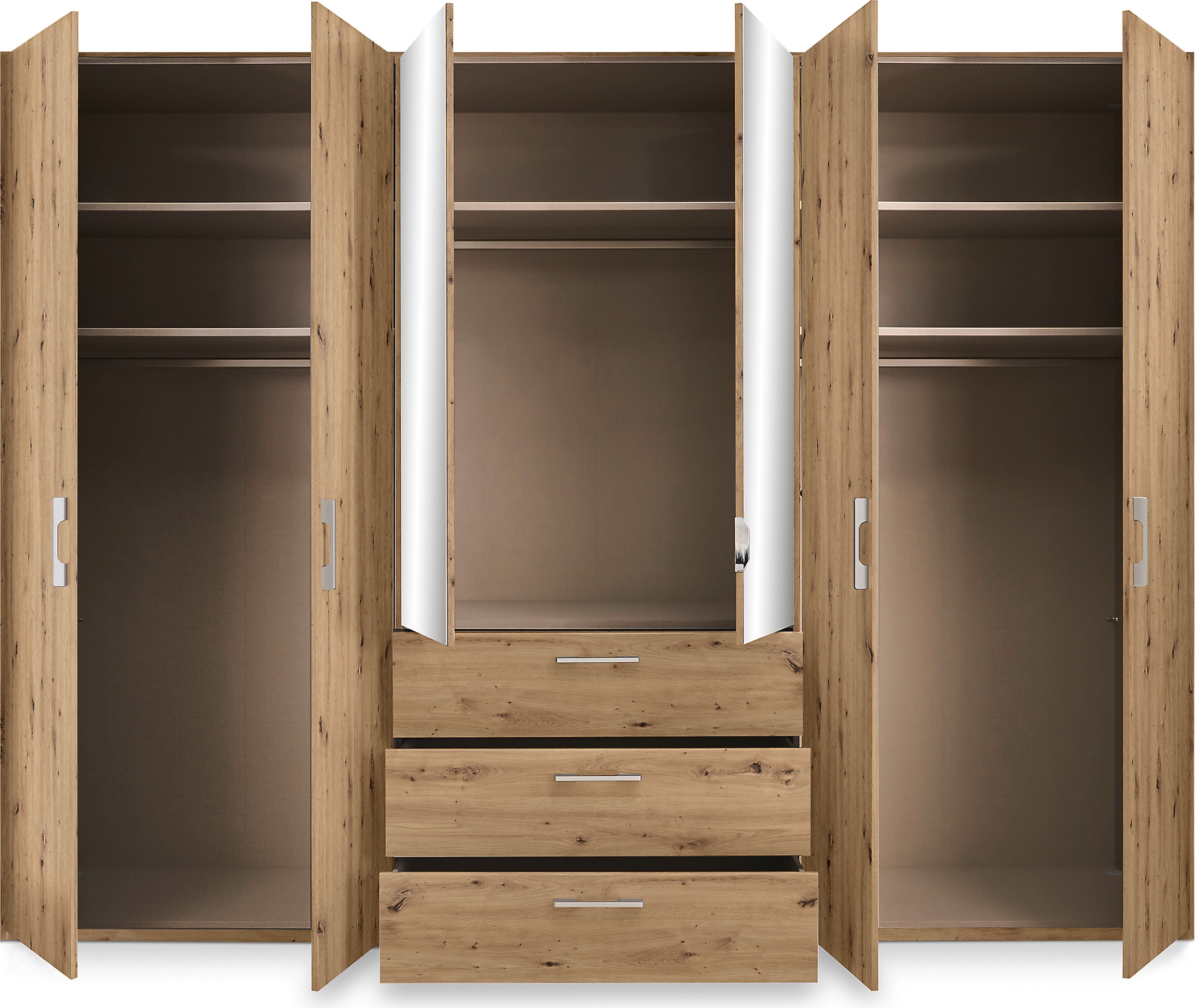 set one by Musterring Drehtürenschrank »Henderson«, mit Spiegel und 3 Schubladen, inkl. Fachböden und Kleiderstangen